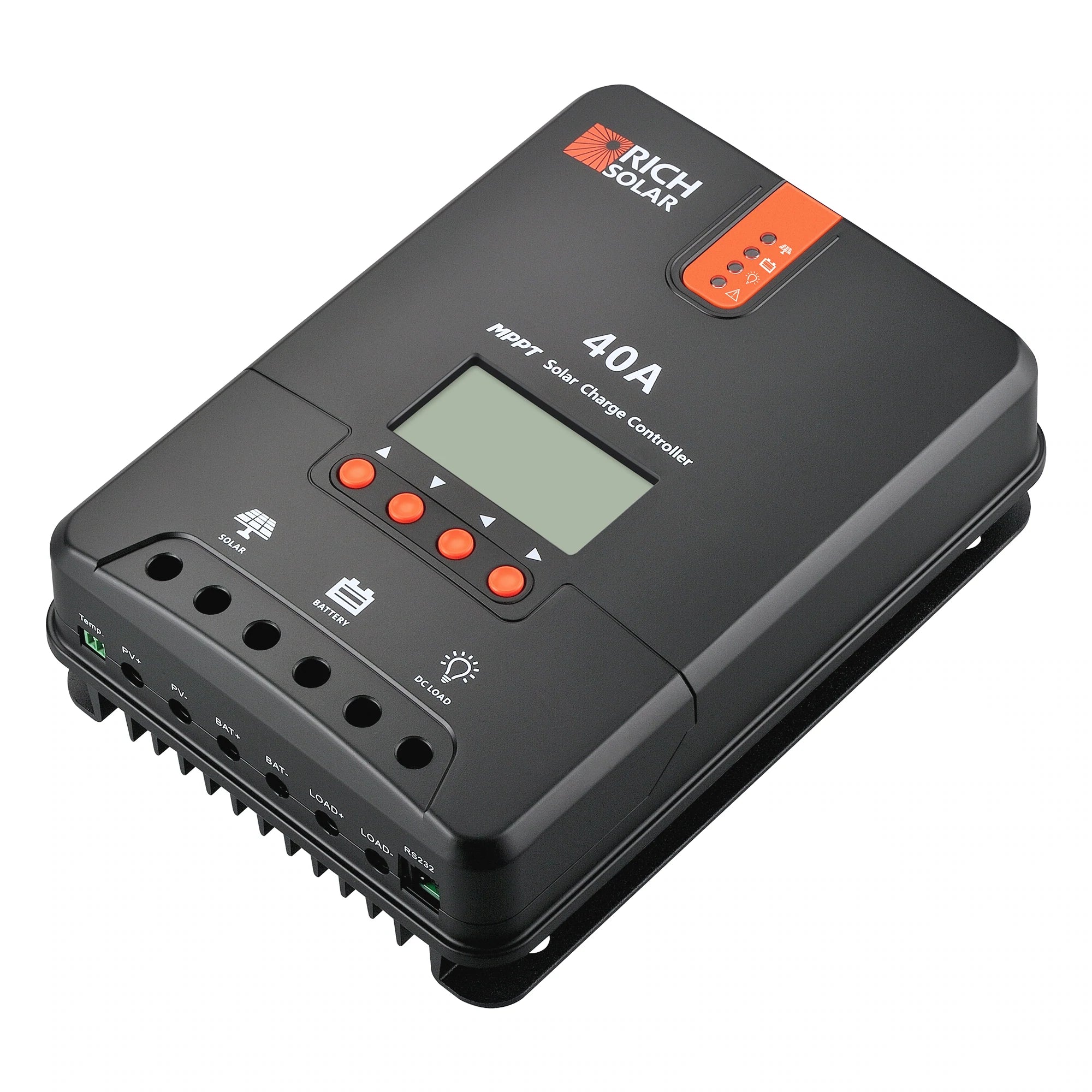 Rich Solar 40 Amp MPPT Solar Charge Controller for RV, Boat, Off-Grid System - High Efficiency Solar Panel Regulator with LCD Display