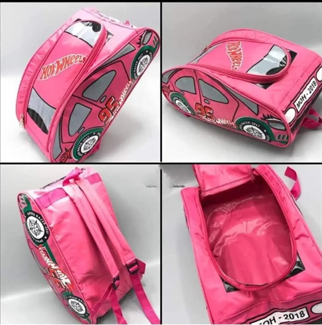 Cute Pink Car-Shaped Backpack for Girls - Durable Kids School Bag for Elementary Students | Perfect for School, Travel & Daily Use