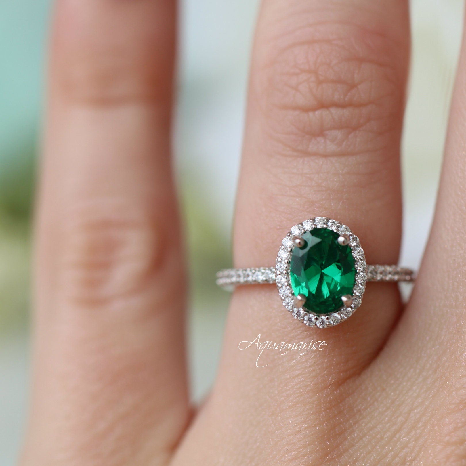 Emerald Iris Ring - Sterling Silver 925 Elegant Floral Jewelry for Women, Perfect for Weddings, Anniversaries & Special Occasions
