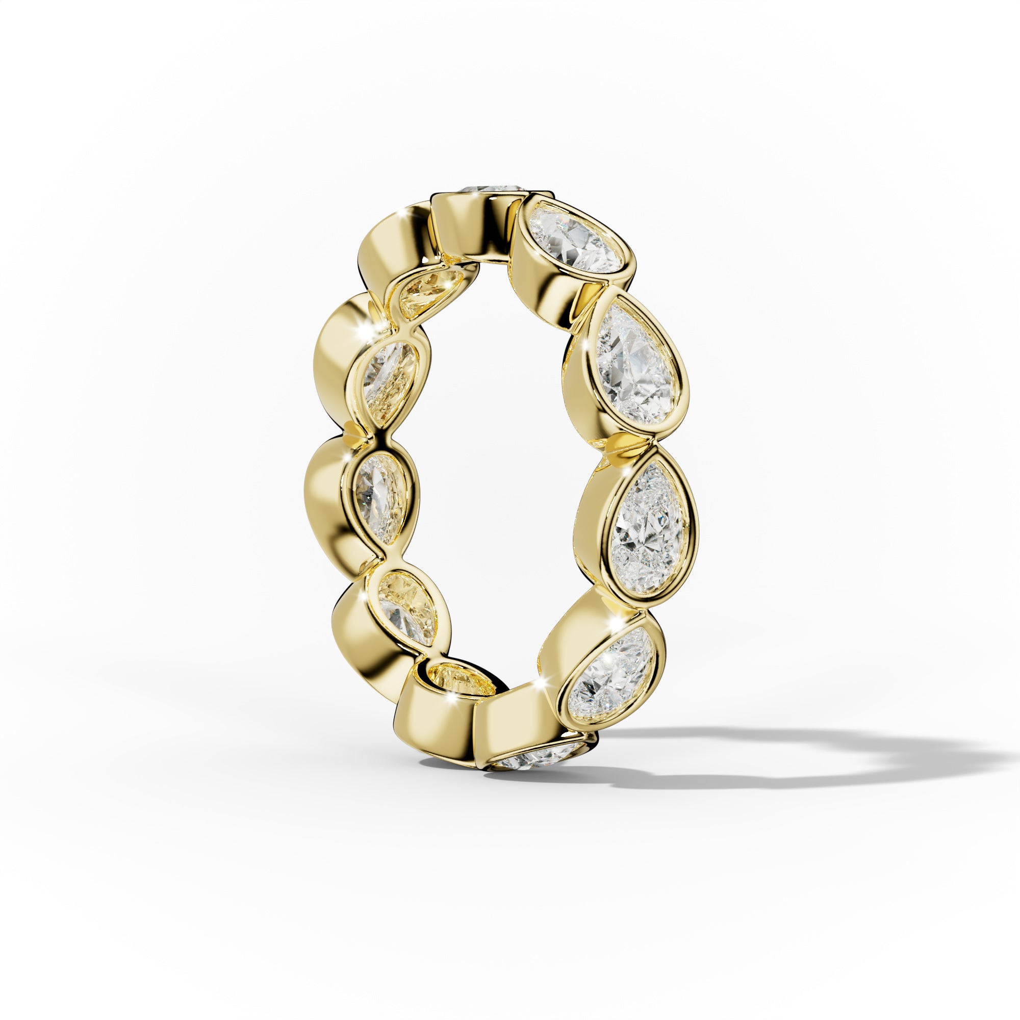 2.0 Carat East West Pear Cut Bezel Set Diamond Eternity Band - Elegant Wedding Ring for Women, Perfect for Anniversaries & Special Occasions