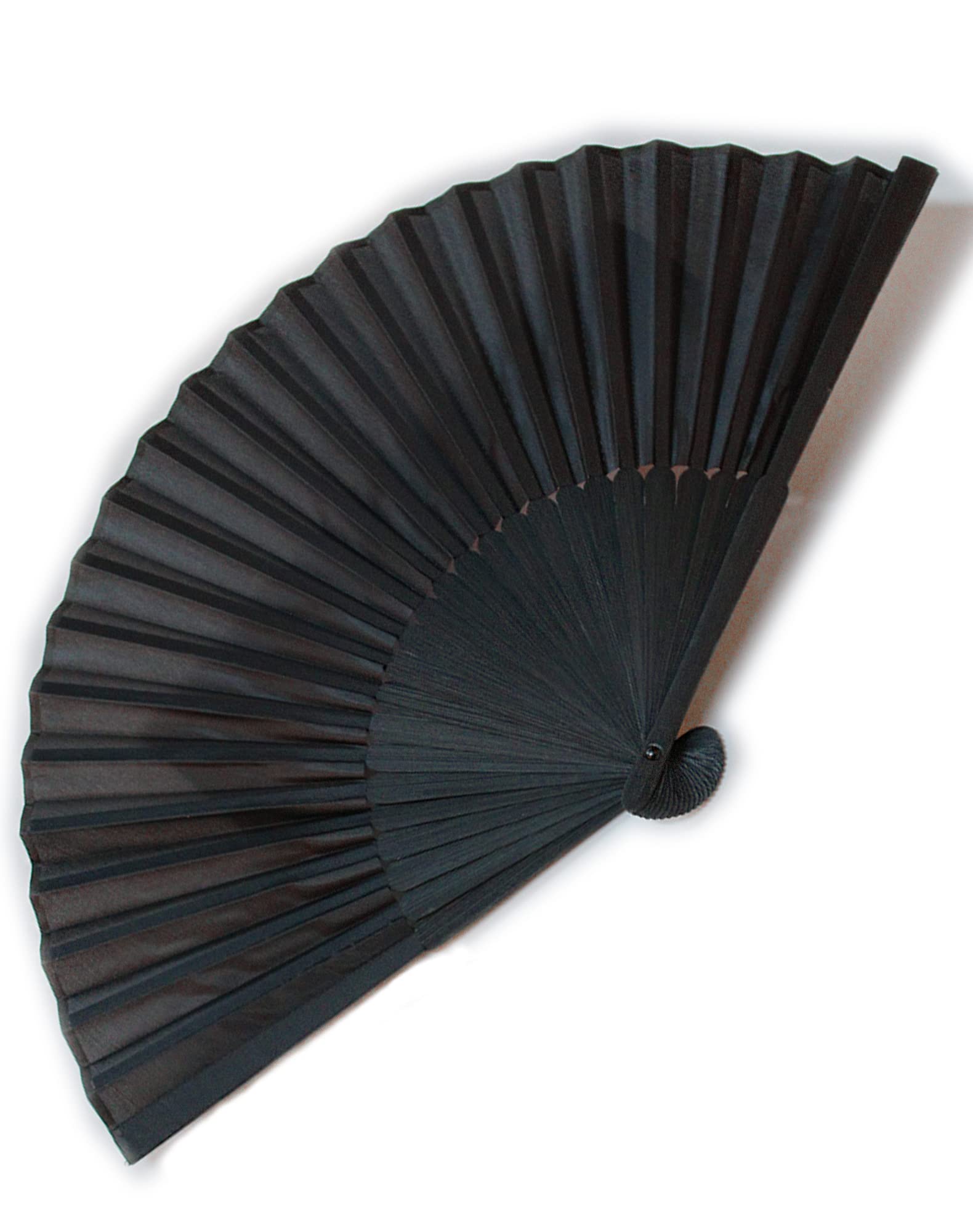 DONJIM Small Portable Folding Hand Fan - Black Silk Traditional Manual Fan for Wedding, Photography, Show, Gift & Home Decoration | Perfect for Summer Cooling, Outdoor Events & Cultural Performances