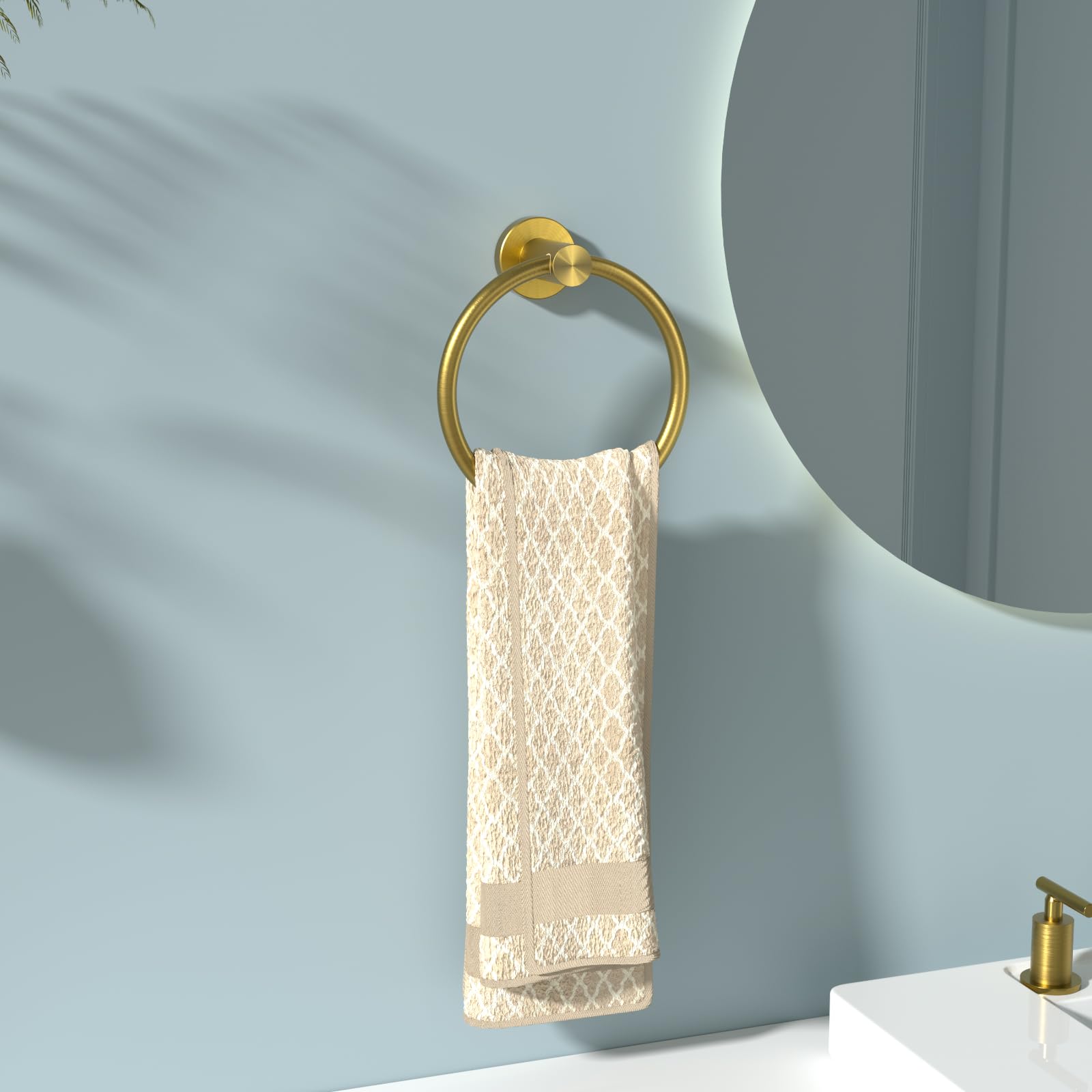 FORIOUS Stainless Steel Towel Ring Holder - Modern Dark Gold Bathroom Towel Rack - Wall Mounted SUS304 Round Towel Hanger for Bath, Kitchen, RV - Perfect for Spa, Guest Bath & Luxury Home Decor