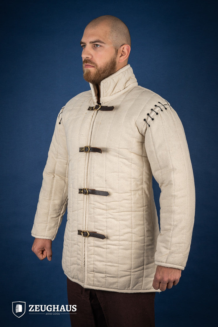 Medieval Gambeson with Detachable Laced Arms - Natural Color Historical Armor for LARP, Cosplay & Renaissance Fairs