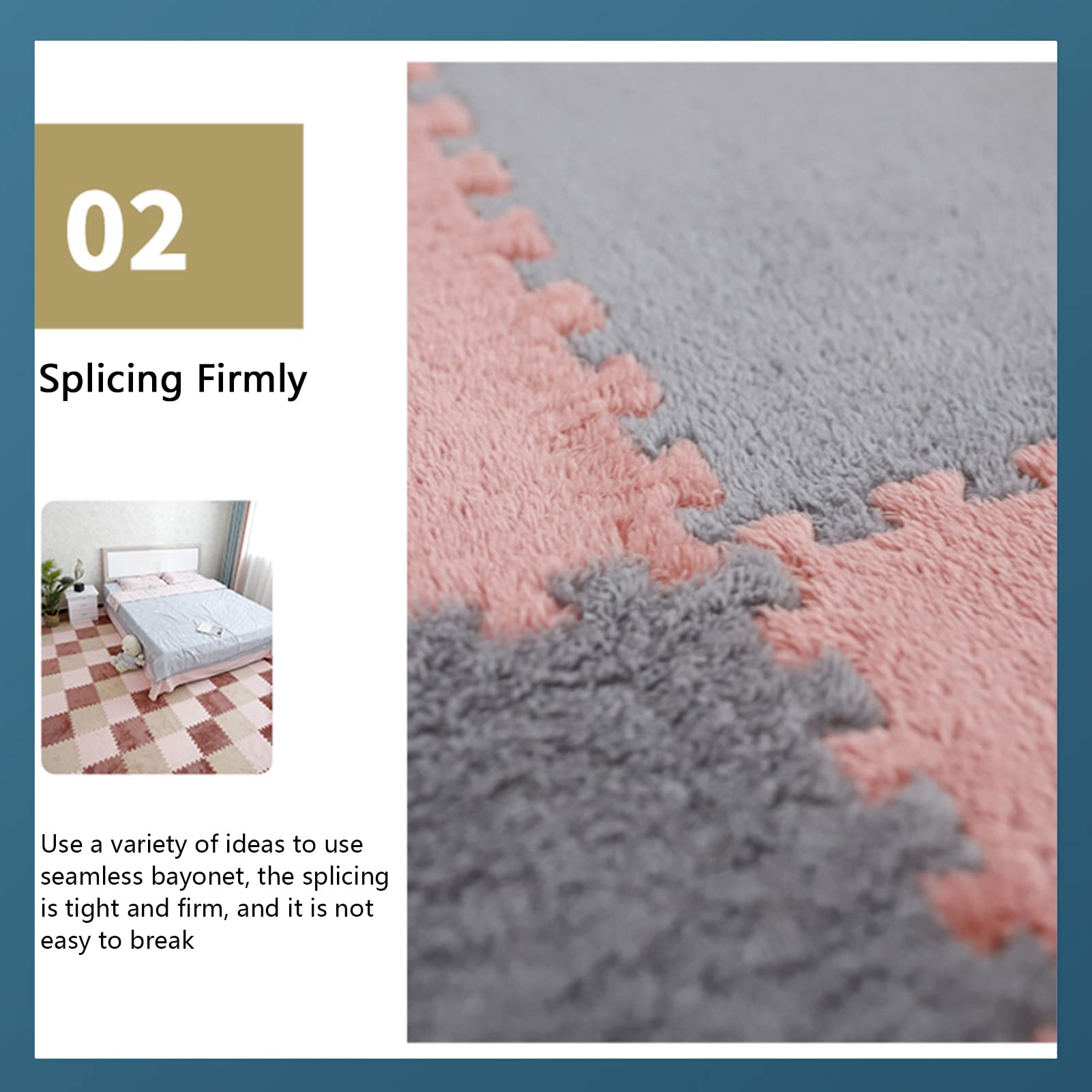 30 PCS Interlocking Foam Mats - Soft Fluffy Carpet Tiles & Plush Area Rug for Kids, 12
