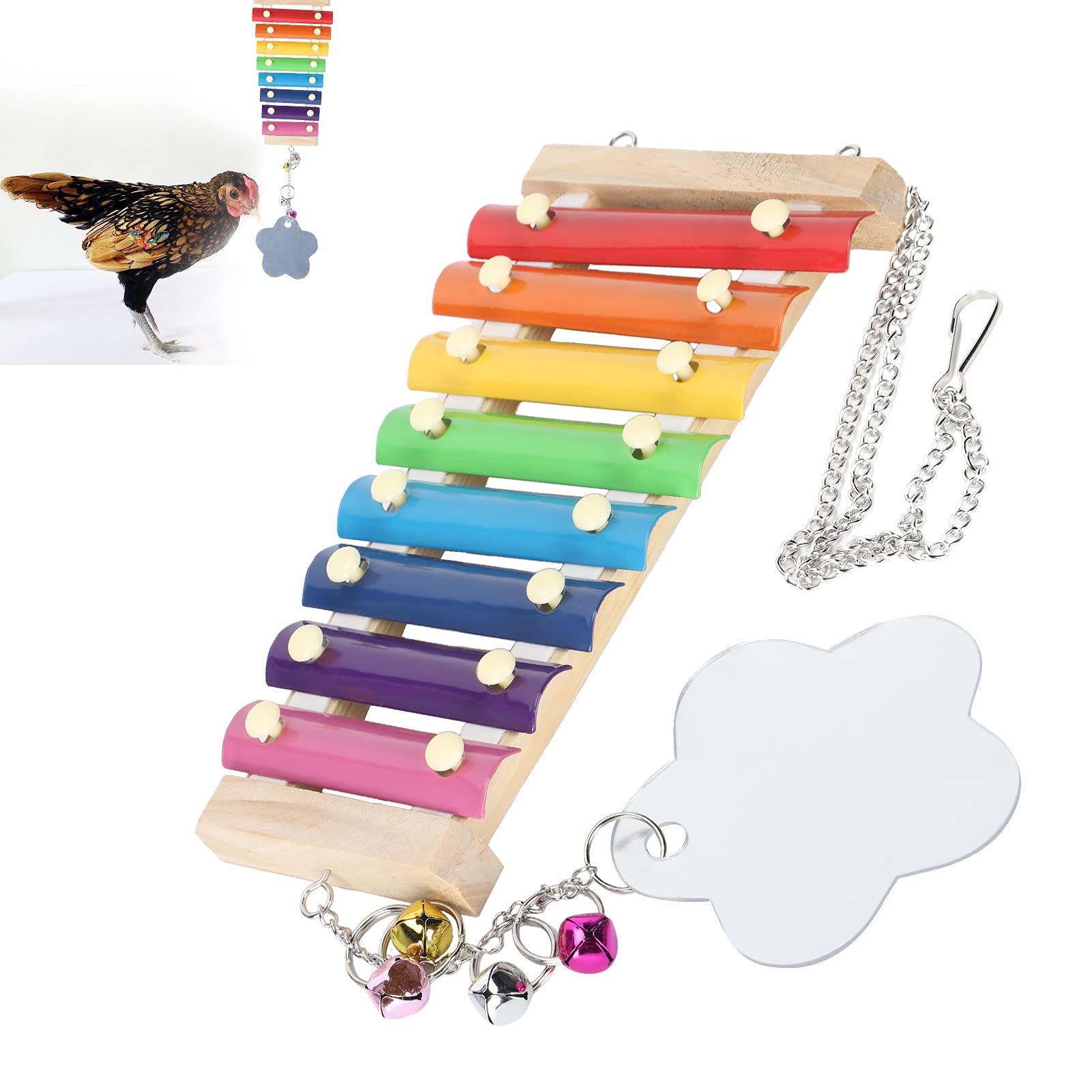 Colorful Wooden Xylophone for Chickens - Safe Pecking Musical Toy for Parrots & Hens - Attract Poultry with Fun Sounds - Perfect for Farm Play & Bird Enrichment Activities