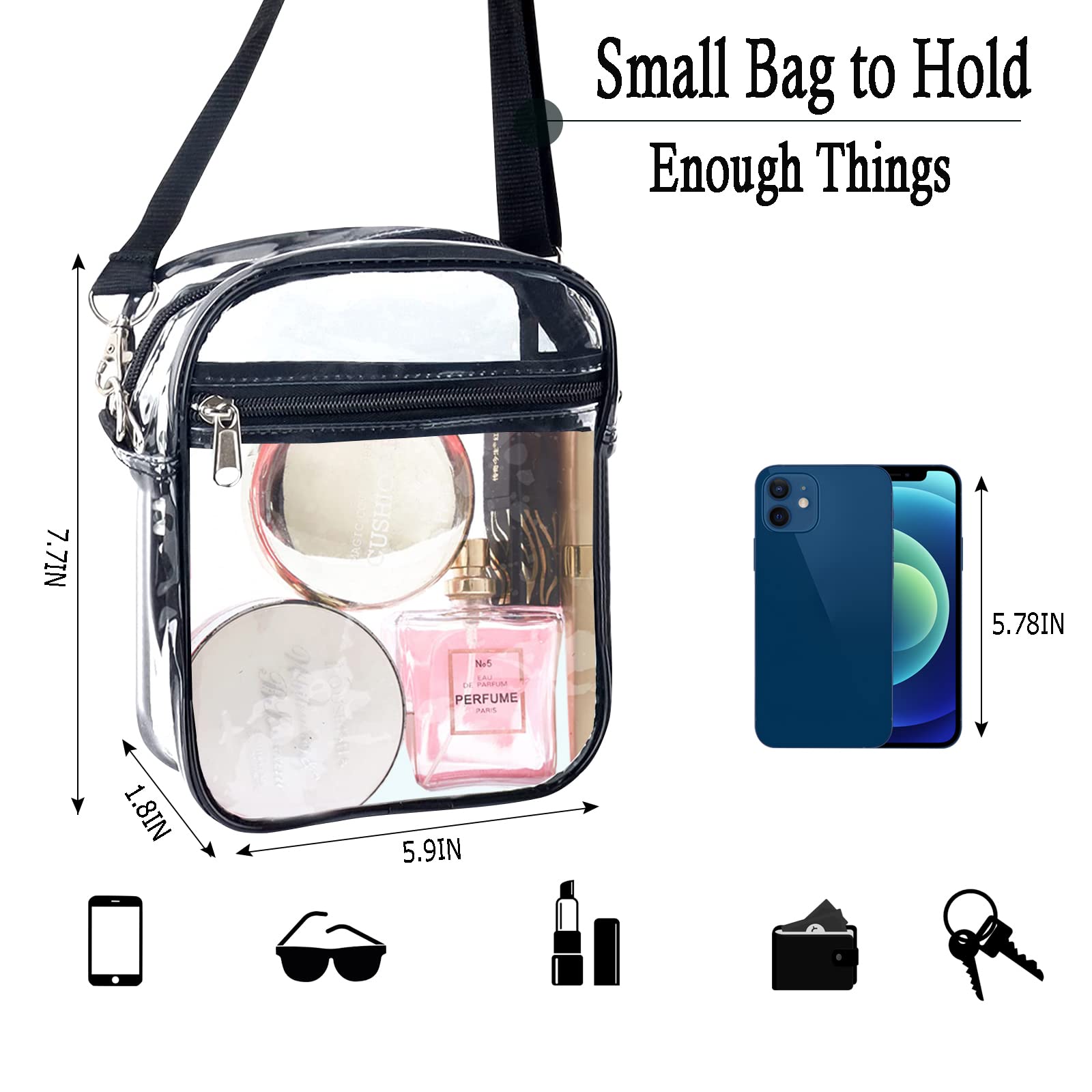 Clear Crossbody Bag for Women - Stadium Approved Transparent Shoulder Purse, Fashionable Messenger Bag for Work, Concerts & Outdoor Events - Perfect Cosmetic & Essentials Organizer for Travel, Sports & Daily Use