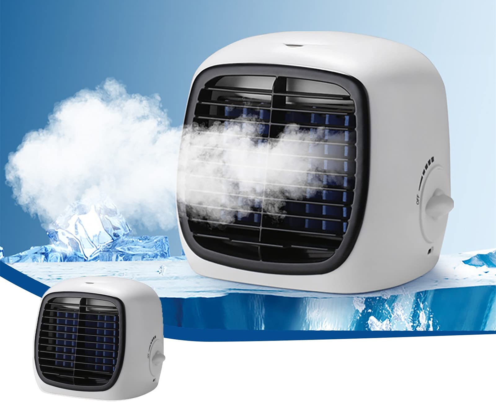 3 in 1 Portable Air Conditioner with Cooler, Dehumidifier & Fan - USB Powered Desktop Humidifier for Office, Dorm & Home - Ultra Quiet Personal Cooling Fan for Summer Use