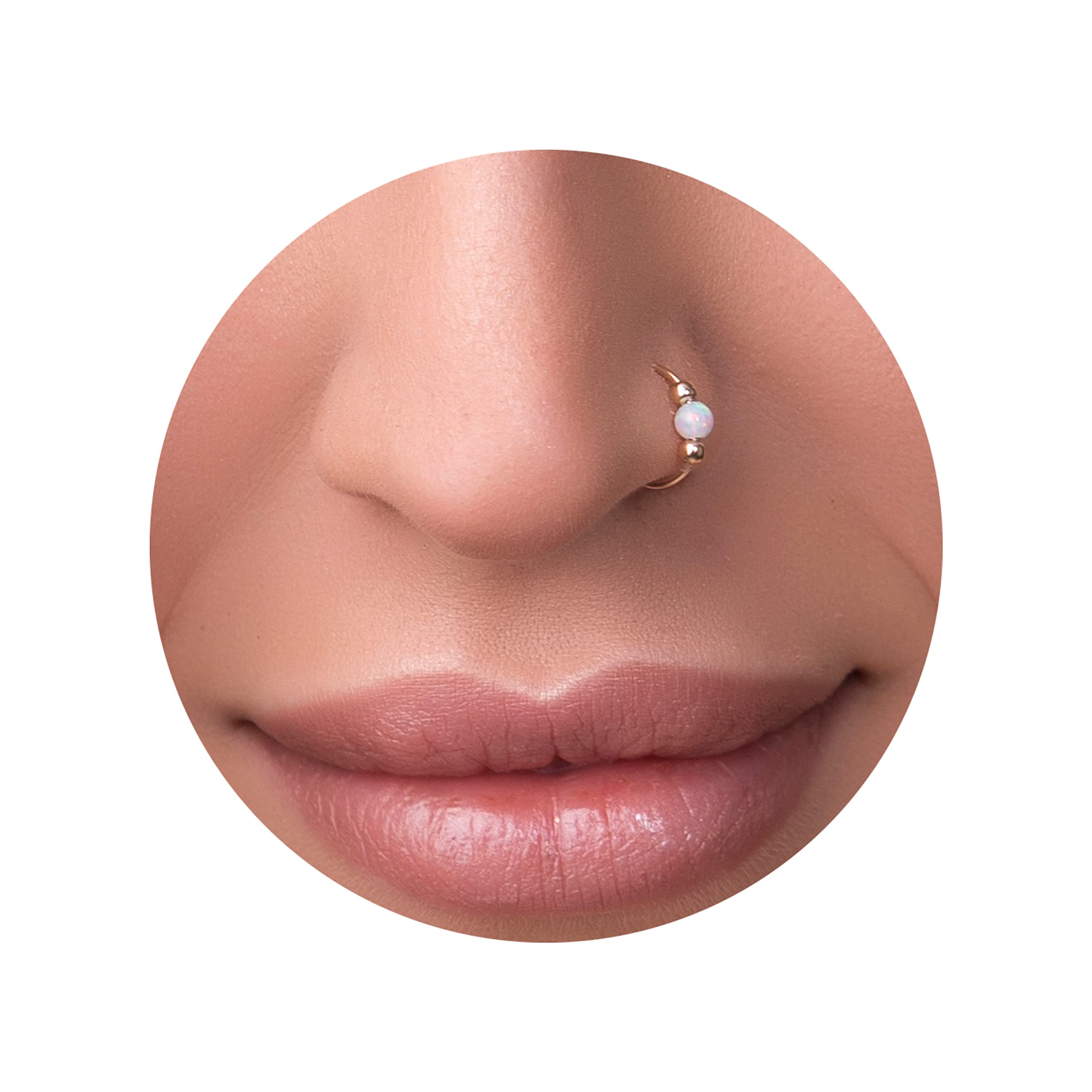 14k Gold Filled Opal Nose Ring for Women - Jolliz White Opal Nose Hoop Piercing Jewelry - Perfect for Everyday Wear, Parties & Special Occasions