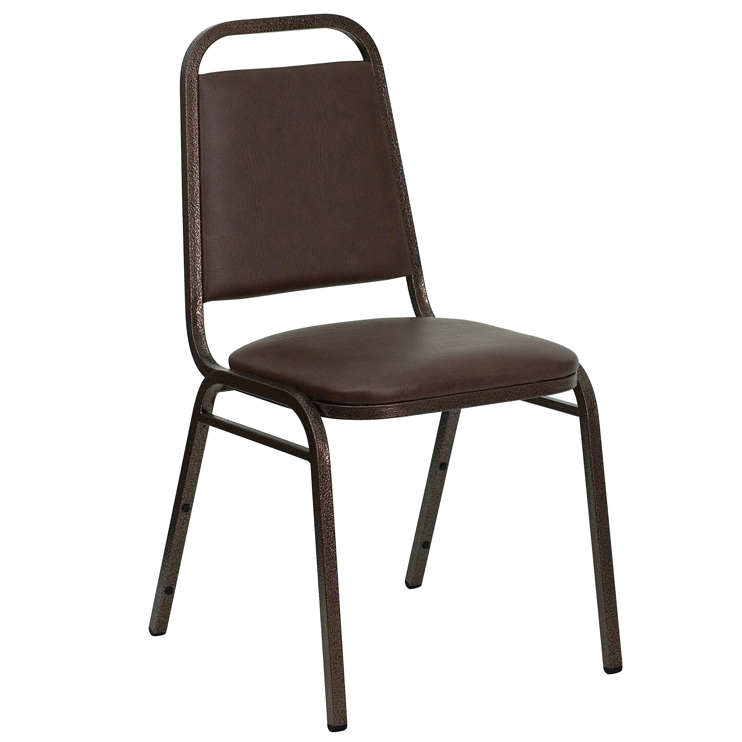 Flash Furniture HERCULES Series Brown Vinyl Stacking Banquet Chair with Copper Vein Frame - Heavy Duty Commercial Use for Weddings, Events & Restaurants