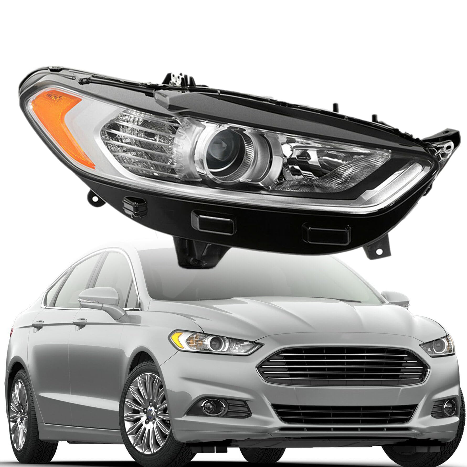 2013-2016 Ford Fusion Right Passenger Side Headlight Assembly Replacement - Halogen Compatible (Part #FO2503304) | Perfect for Night Driving & Foggy Conditions
