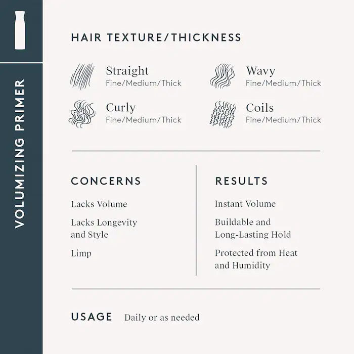 Virtue Volumizing Hair Primer for Thicker, Fuller Hair - Perfect for Styling, Volume Boost & Heat Protection