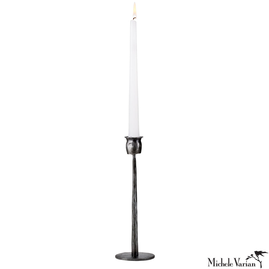 Blackened Taper Candle Holder - 8.9 Inches Tall - Elegant Metal Candle Stand for Dining Table, Wedding Decor, and Romantic Ambiance