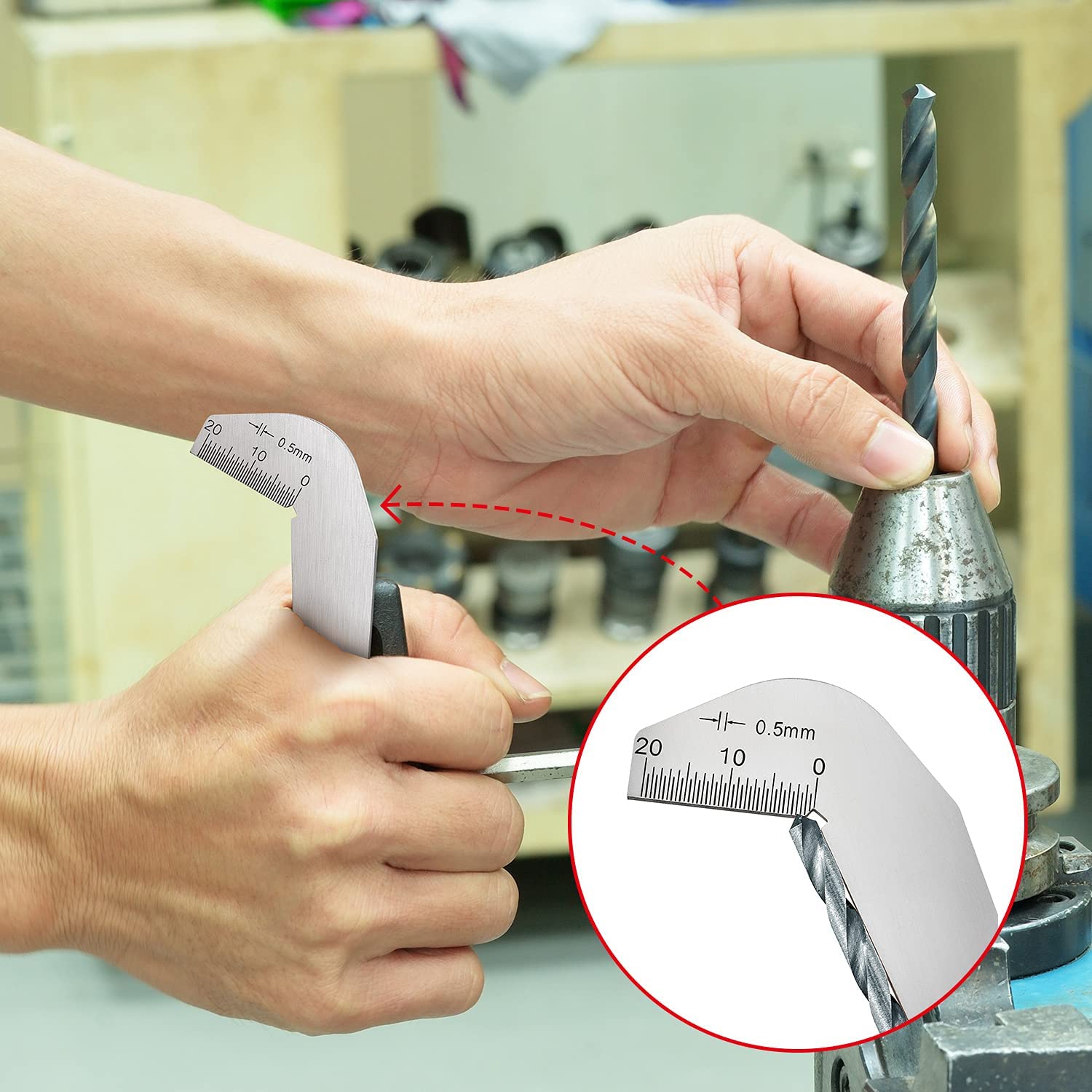 Utoolmart 118 Degree Drill Bit Gauge - Stainless Steel Twist Drill Angle Protractor for Sharpening & Grinding | Perfect for Woodworking, Metalworking & DIY Projects