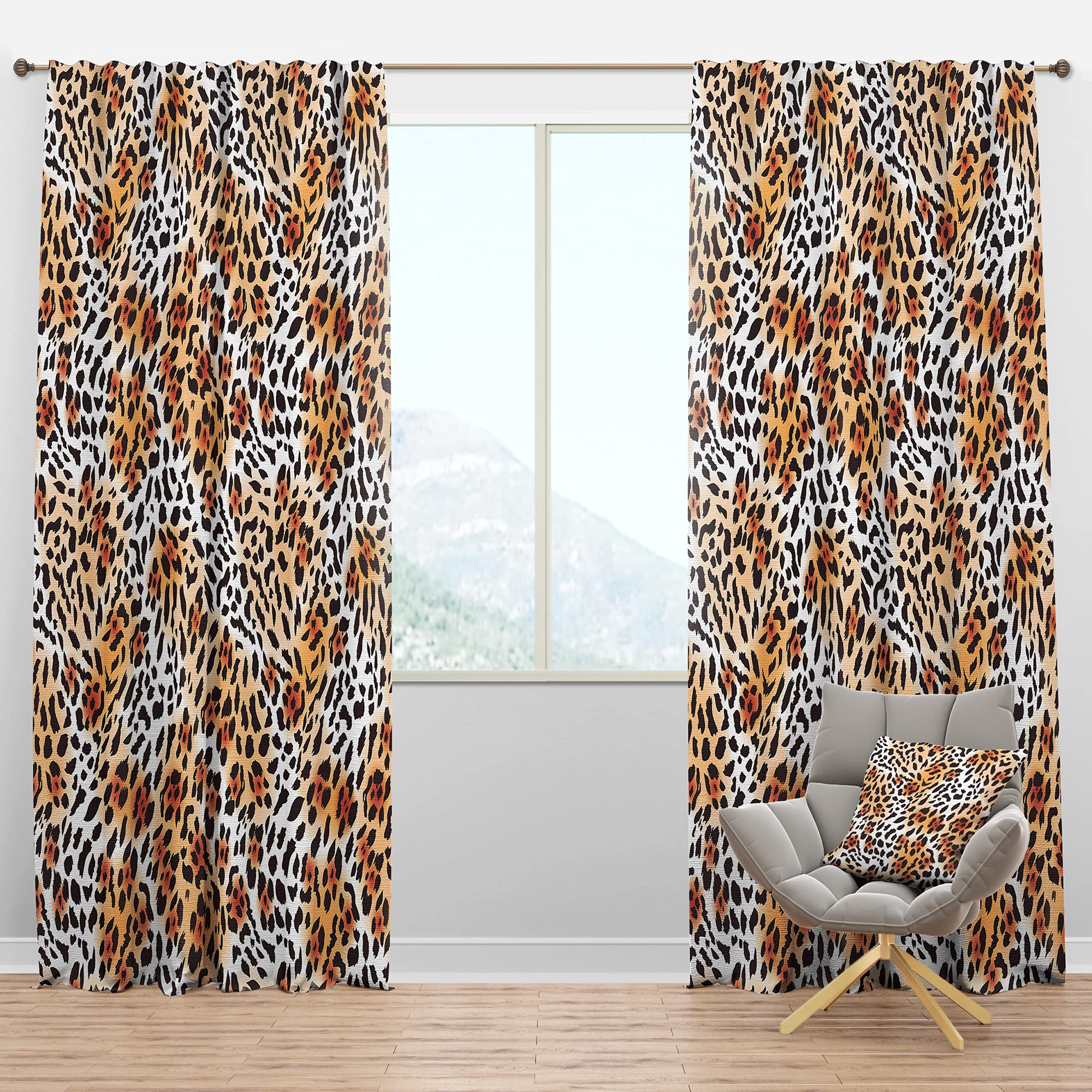DesignQ Blackout Curtains 'Leopard Fur Safari II' - Thermal Insulated Single Panel (52x95 inches) for Bedroom & Living Room - Noise Reducing & Energy Saving Window Drapes for Home Decor & Light Control