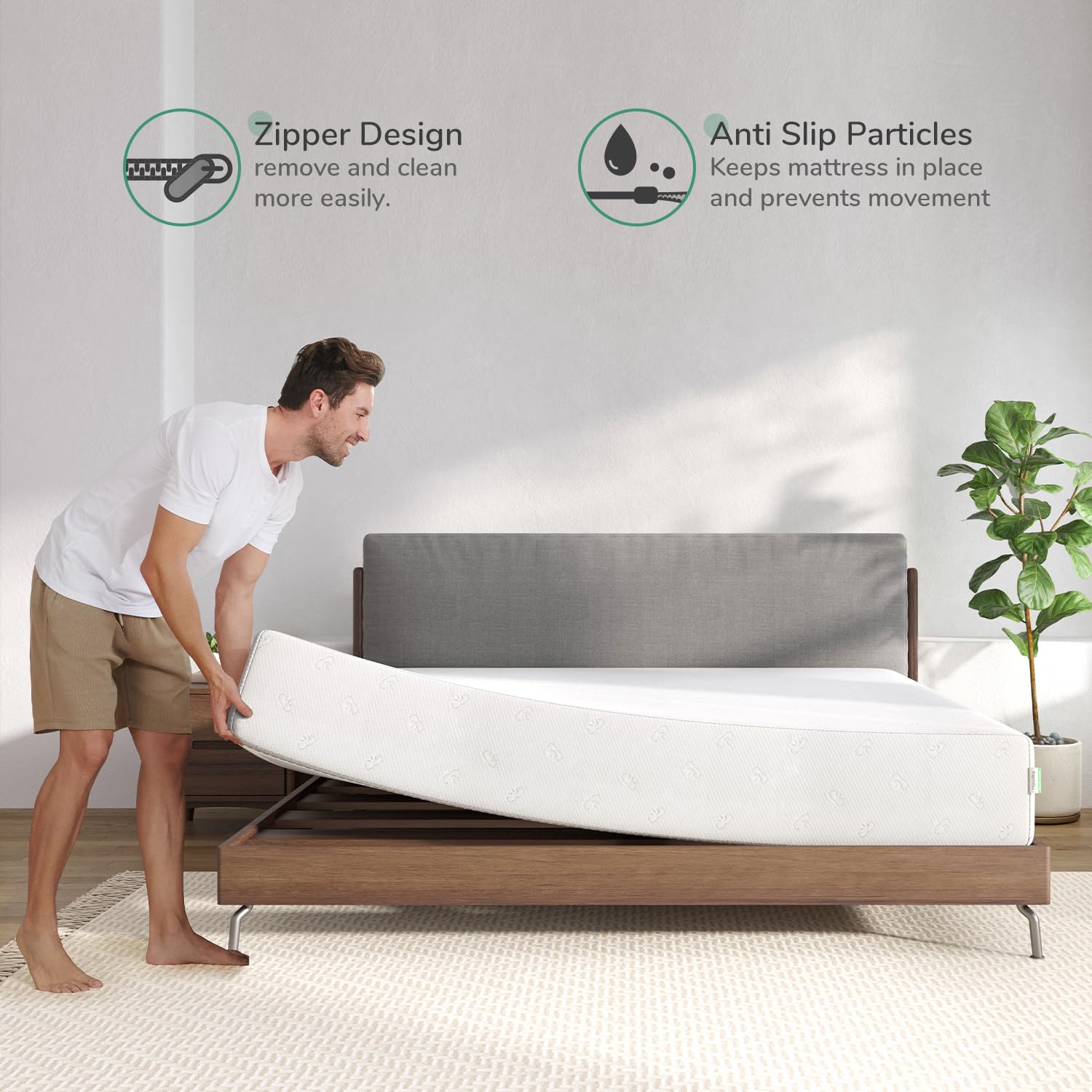 Novilla 8 Inch Queen Size Memory Foam Mattress - CertiPUR-US Certified, Medium Firm Support for Pressure Relief & Comfort Sleep, Removable Washable Cover - Perfect for Bedrooms, Guest Rooms & Small Spaces