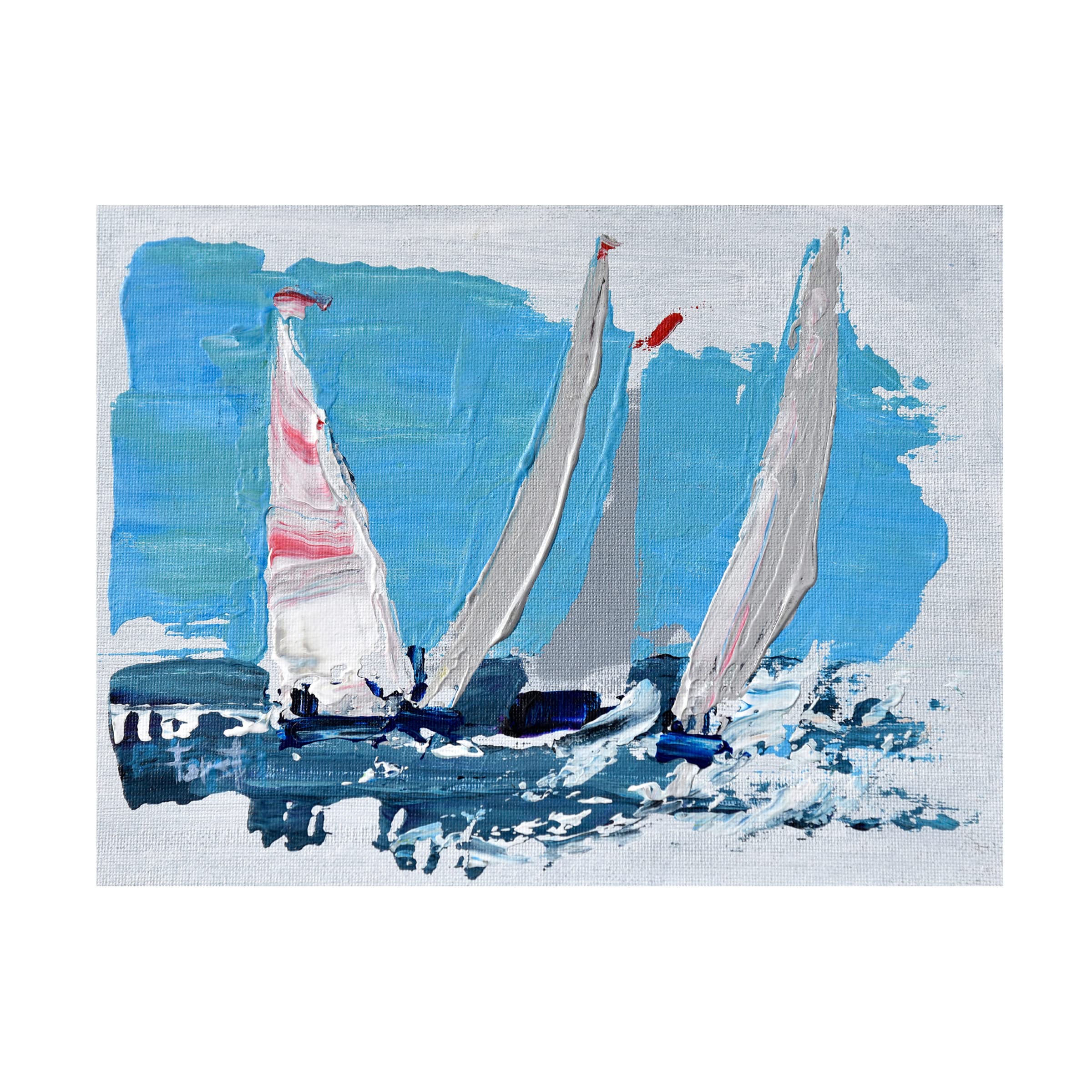 Beth A. Forst 'Candy Stripe Regatta' Canvas Wall Art Print - Modern Nautical Decor for Living Room, Bedroom & Office - Trademark Fine Art Collection