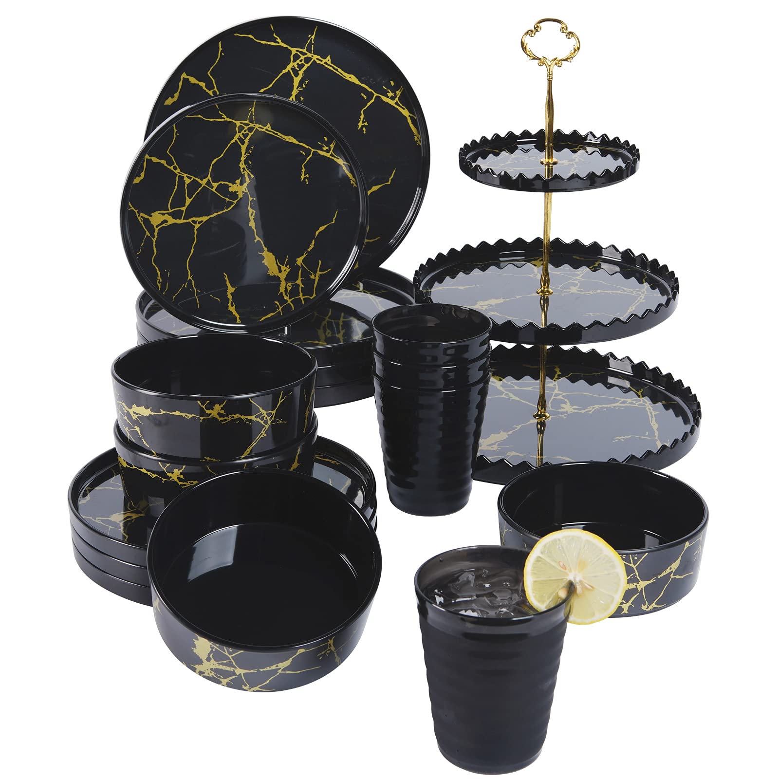 Zog Melamine Dinnerware Set - 20 Pcs for Camping & Outdoor Use