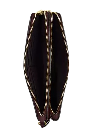 Coach Double Zip Wallet for Women - Genuine Leather Crossbody Wallet with RFID Protection - Perfect for Travel, Shopping & Everyday Use