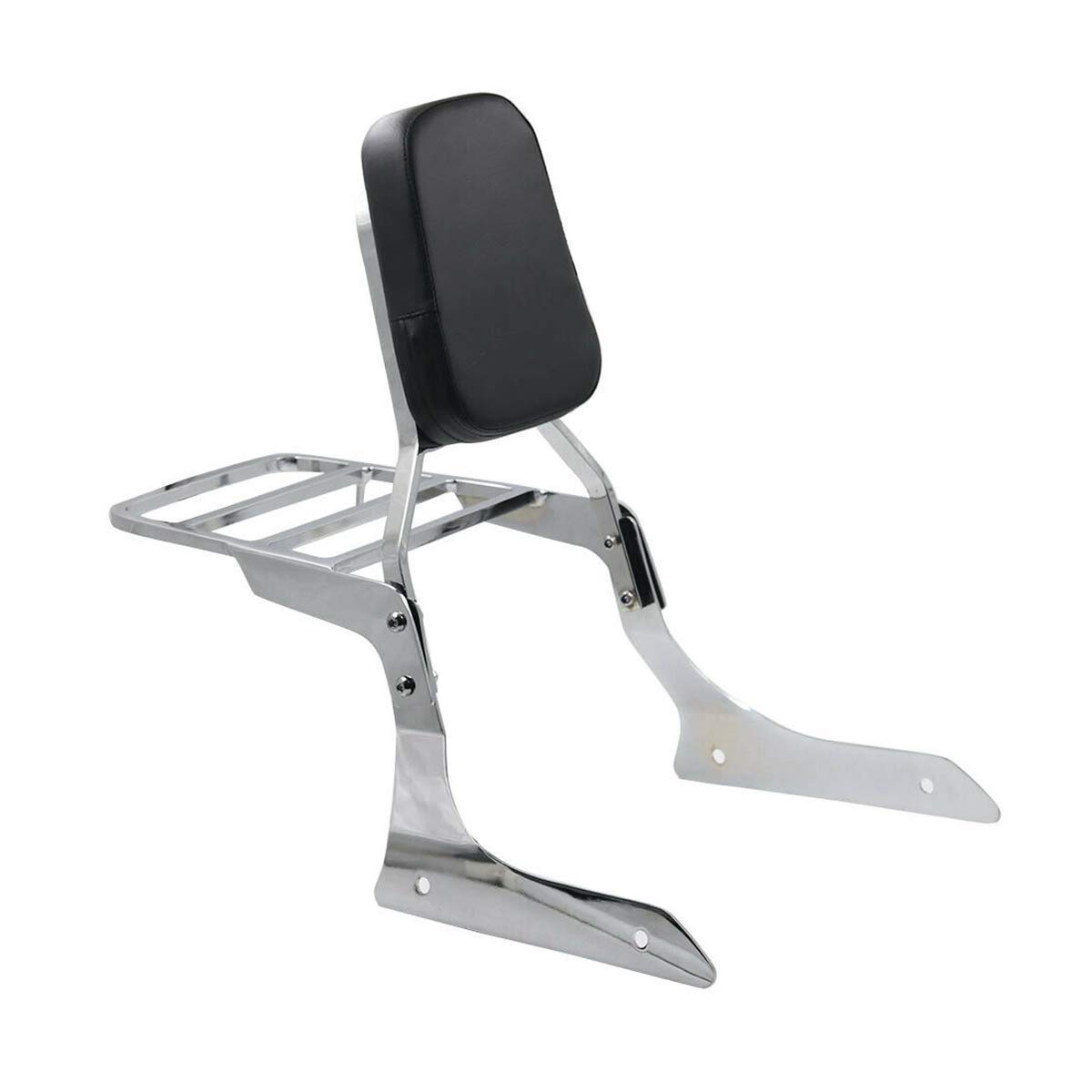Chrome Motorcycle Sissy Bar Backrest with Luggage Rack for Yamaha Stryker 1300 XVS1300 (2011-2017) - Comfortable Passenger Support & Storage Solution for Long Rides and Road Trips