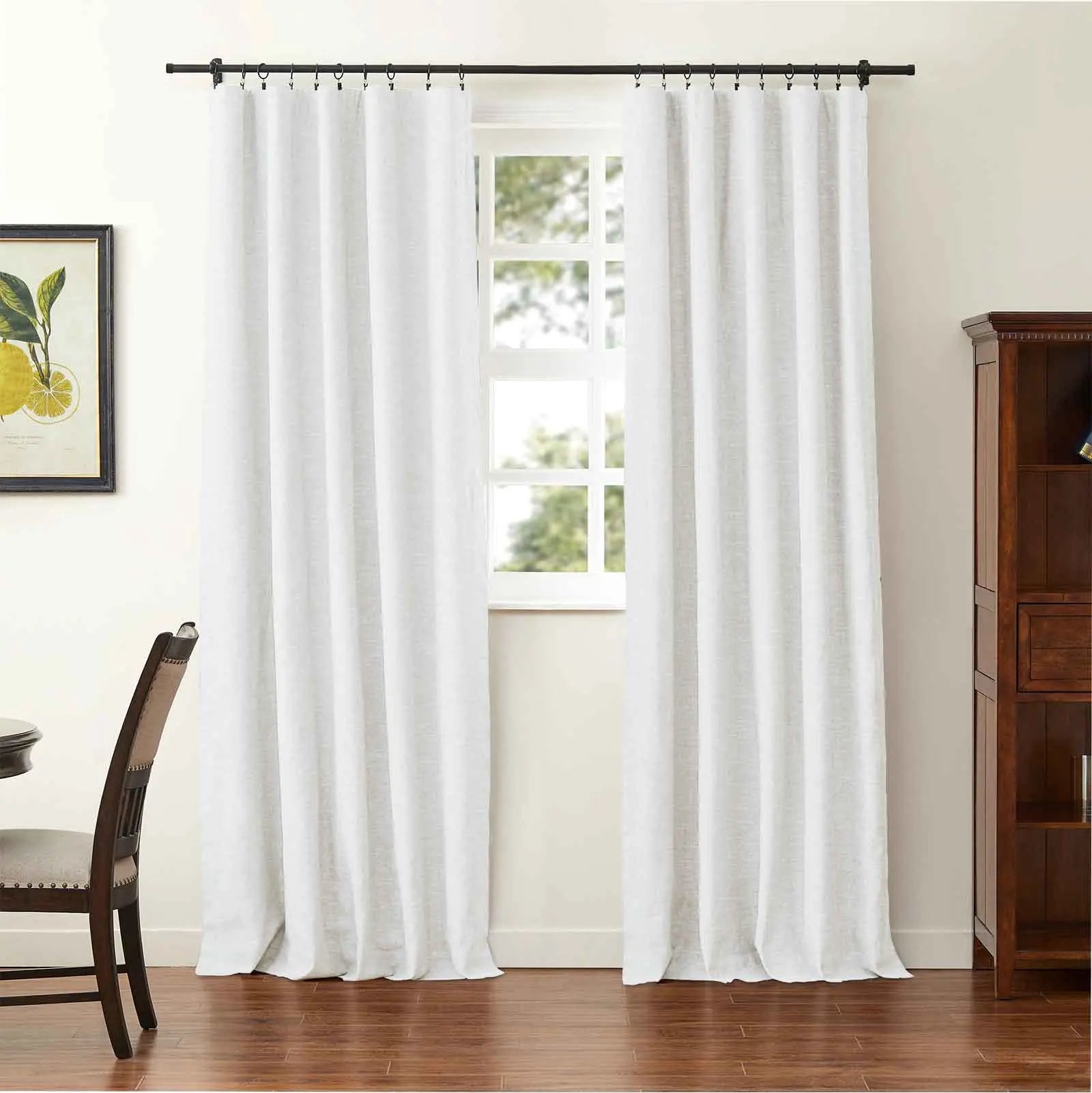 Luxury Linen Cotton Curtains - Soft Top Blackout Drapes for Living Room & Bedroom - Elegant Window Treatments for Home Decor