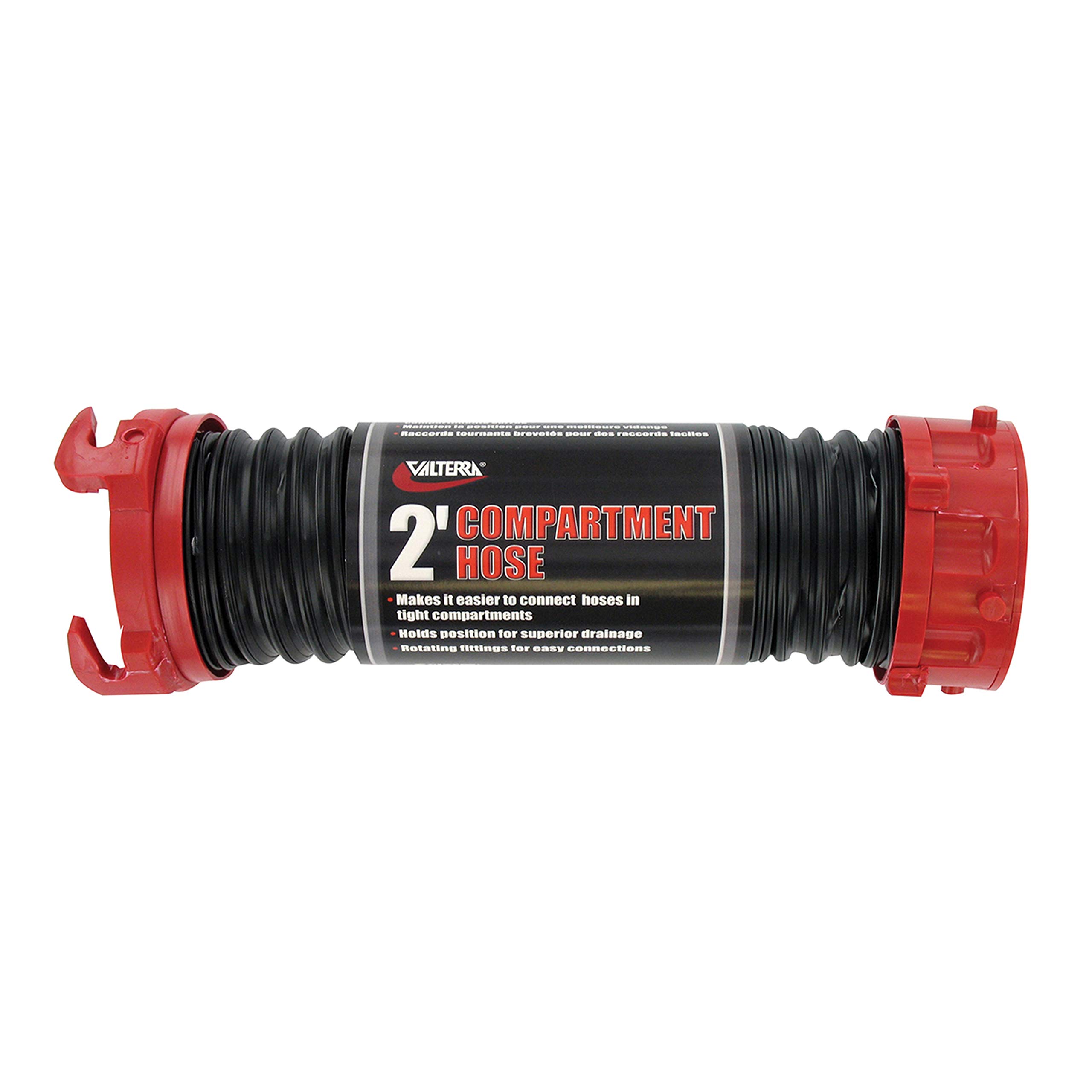 Valterra D04-0202 Dominator Compartment Hose - 2 Feet Black RV Waste Water Drain Hose for Camping & Outdoor Use