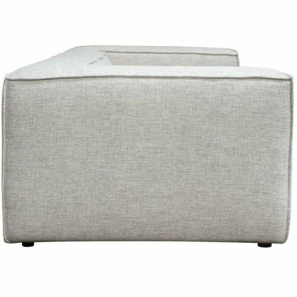 2-Piece Beige Low Back Modular Sofa Set in Barley Fabric - Modern Sectional Couch for Living Room, Lounge & Small Spaces