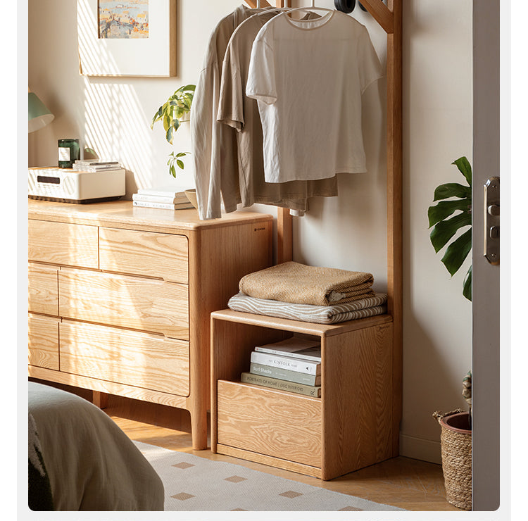 Nordic Solid Wood Clothes Rack - Oak & Birch Floor Storage Organizer for Bedroom, Closet, and Entryway