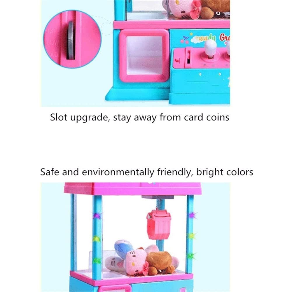 Mini Electronic Claw Machine - Coin-Operated Arcade Game with Music & LED Lights | Interactive Parent-Child Toy for Kids Birthday & Party Fun | Candy & Prize Grabber for Home & Game Room (Pink)