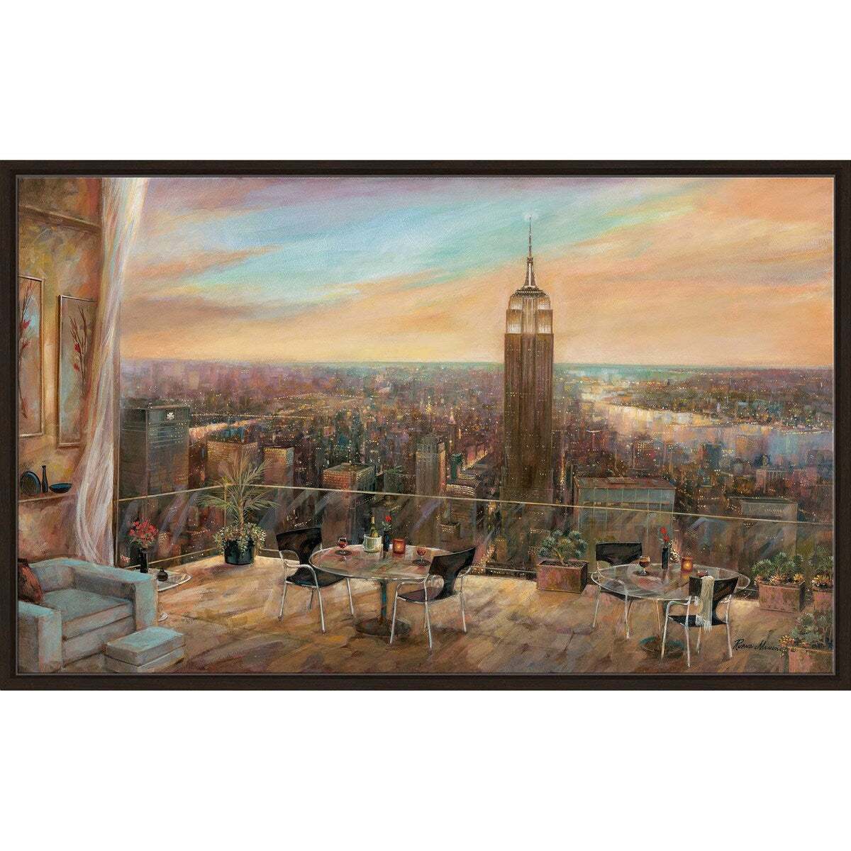 New York City Skyline Art Print by Ruane Manning - Premium Floating Canvas Wall Decor for Living Room, Office & Bedroom