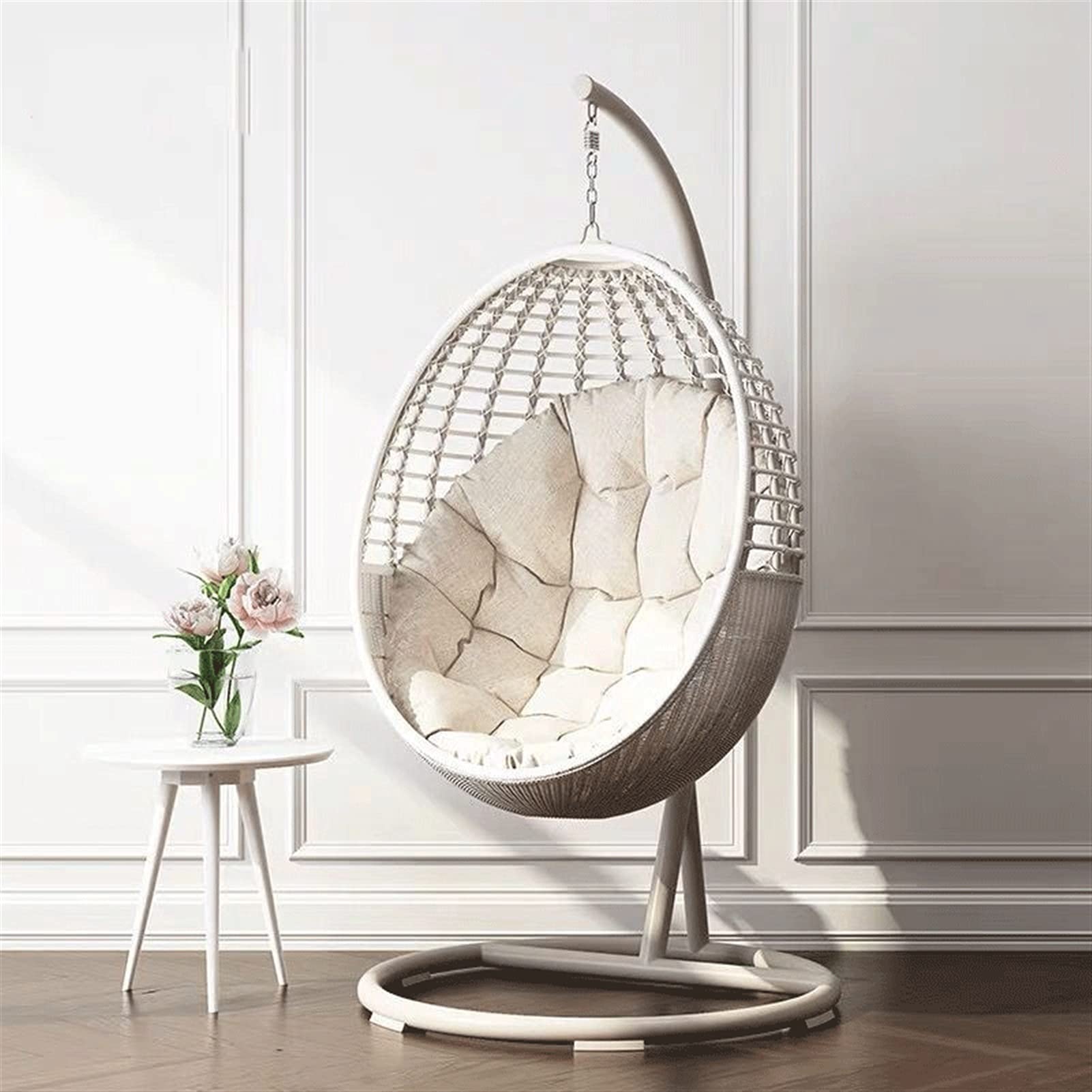 Outdoor Hanging Swing Chair - Wicker Hammock Chair for Patio, Balcony, Garden - 41.3×41.3×76.7 Inch - Perfect for Relaxing, Lounging & Decorating Your Backyard or Porch