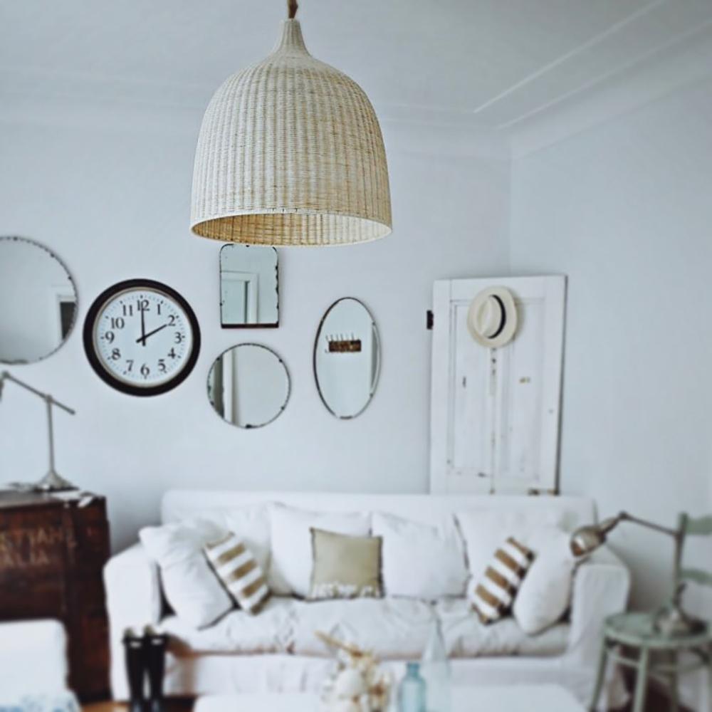 Handwoven Rattan Pendant Lamp - Boho Chic Hanging Light Fixture for Living Room, Bedroom, or Patio Decor