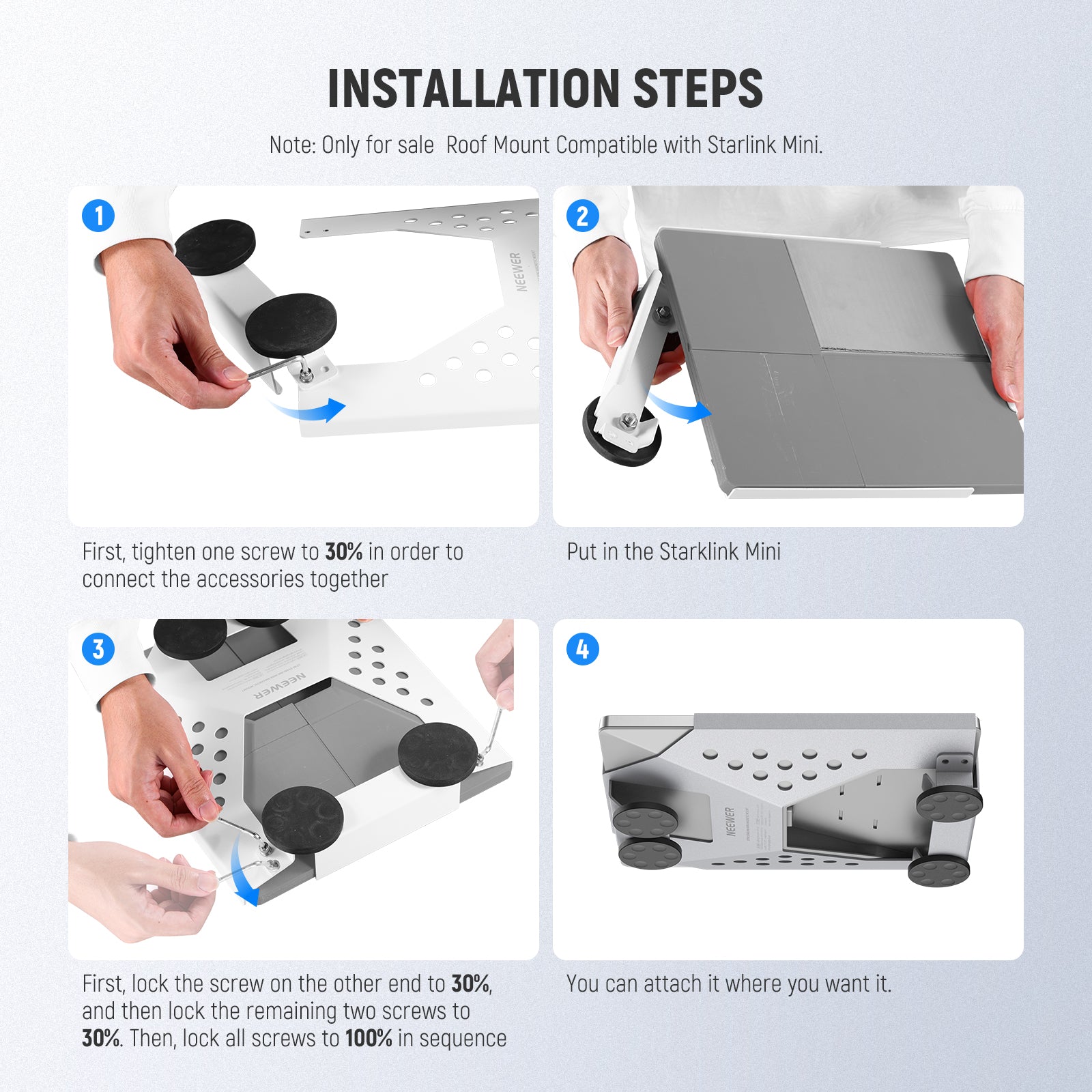 NEEWER ST90 Roof Mount for Starlink Mini - Secure & Adjustable Satellite Dish Mounting Bracket - Perfect for RV, Camping & Off-Grid Internet Setup