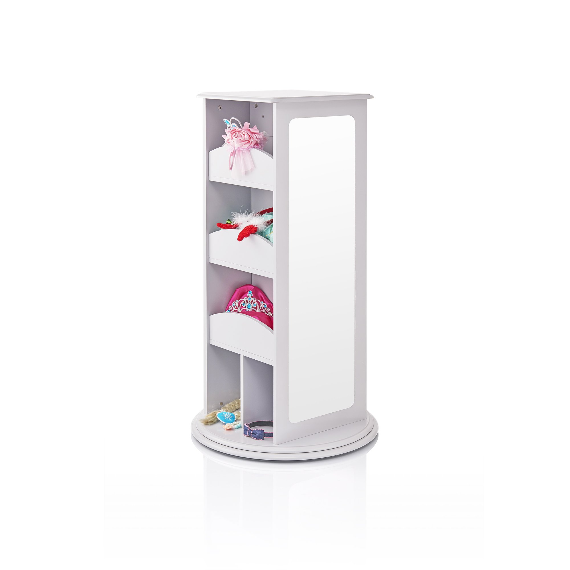 Guidecraft Rotating Dress Up Storage - Gray: Kids' Clothes & Costume Wardrobe with 2 Mirrors, Storage Trays & Hooks for Toddlers - Armoire with Shelves for Bedroom Organization | Perfect for Playrooms, Kids' Bedrooms & Dress-Up Areas
