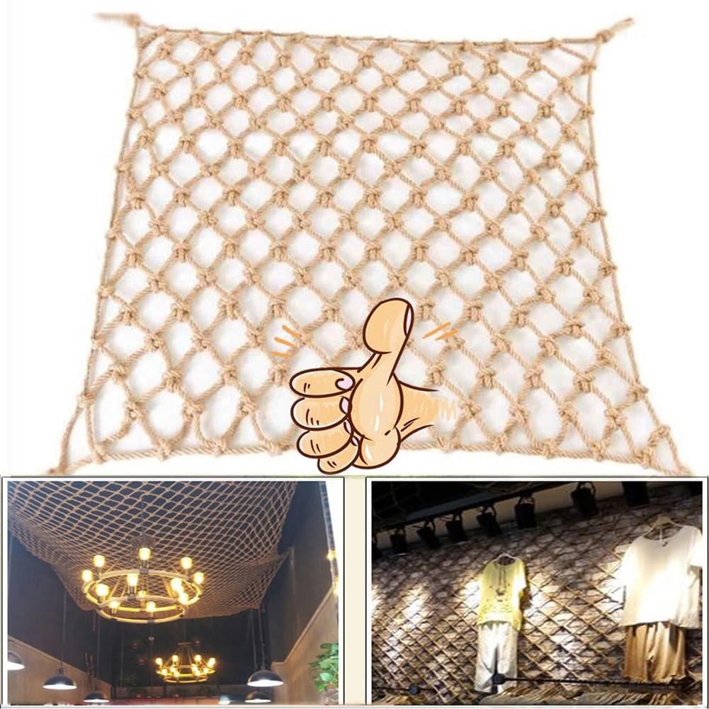 Hemp Rope Cargo Net & Safety Ladder - Anti-Fall Stair Nets, Child Safety Fence Nets, Decorative Ceiling Nets & Hammock Support | Customizable Mesh Rope Net for Kids | Perfect for Playgrounds, Treehouses & Home Safety