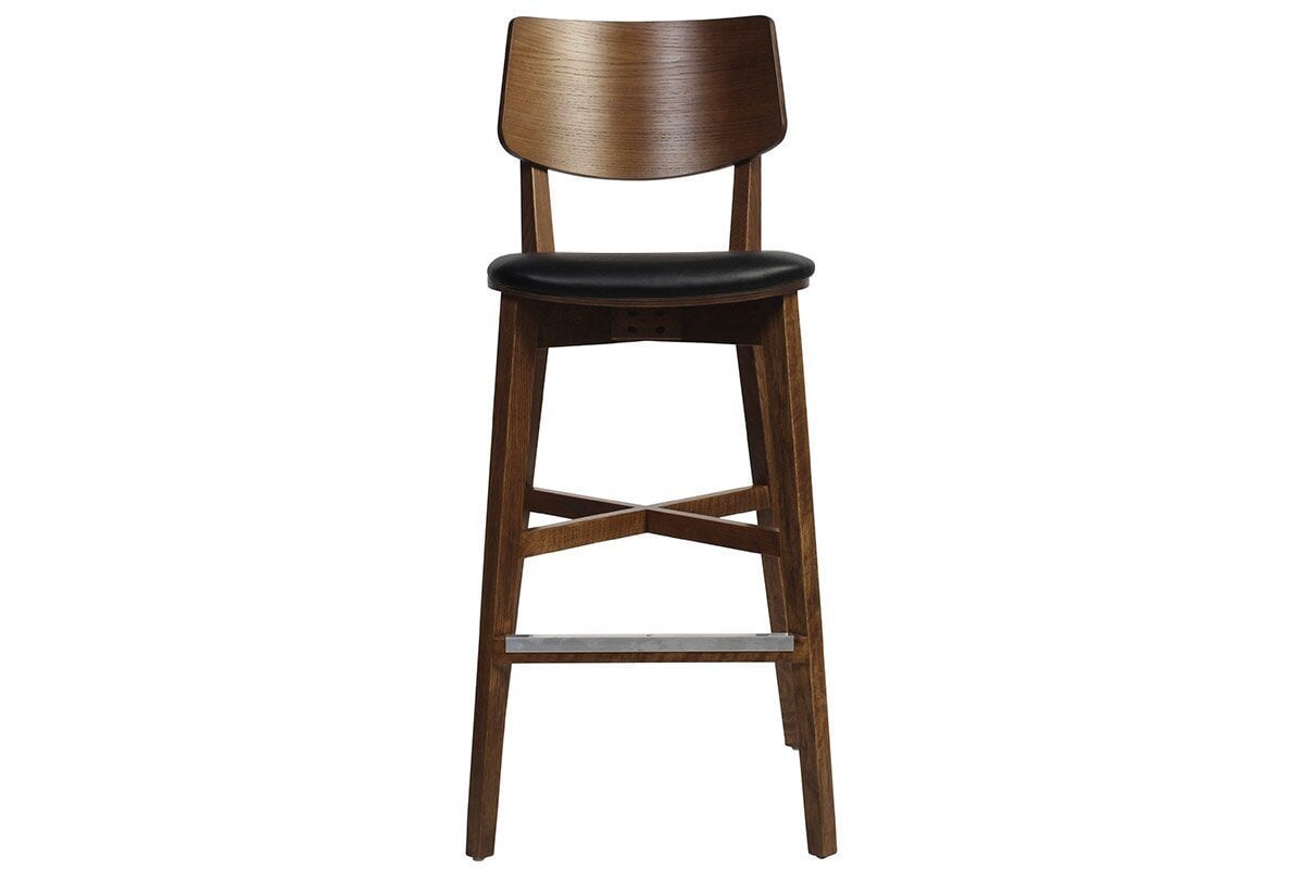 EZ Hospitality Phoenix Timber Stool with Black Vinyl Seat - 30 Inch Bar Height - Perfect for Kitchen Islands, Bars & Commercial Use