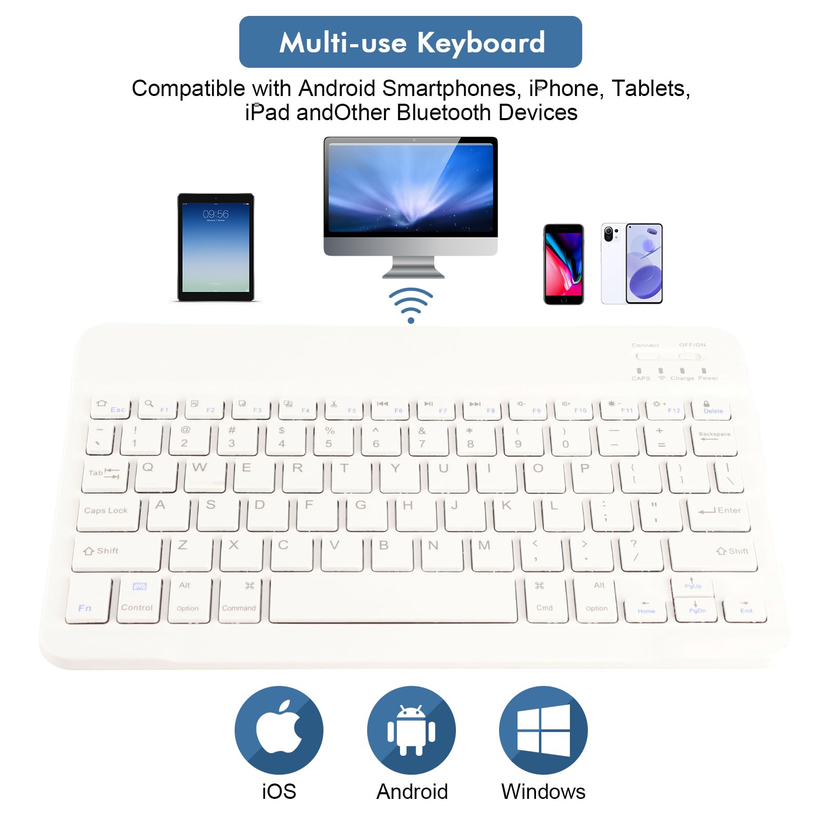 Universal HD 10 Tablet Case with Bluetooth Keyboard - Slim Folding PU Leather Stand Cover for Most Tablets | Perfect for Work, Study & Travel