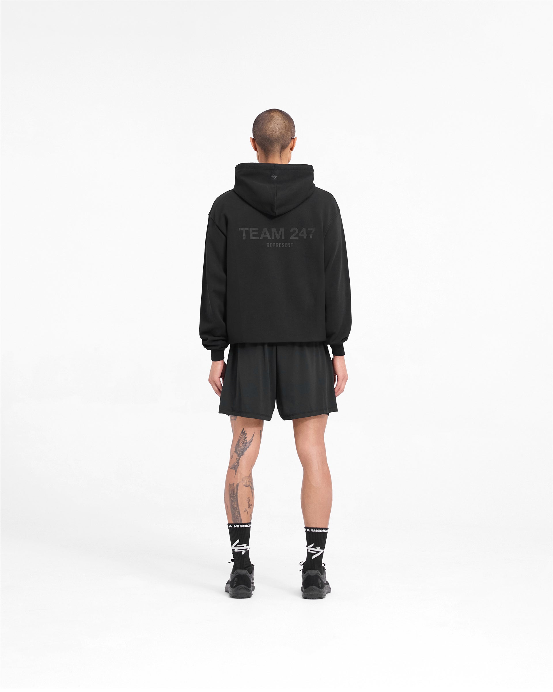 Team 247 Oversized Hoodie for Men & Women - Soft Matte Black Pullover Sweatshirt - Cozy Lounge Wear for Casual Outfits, Streetwear & Winter Comfort