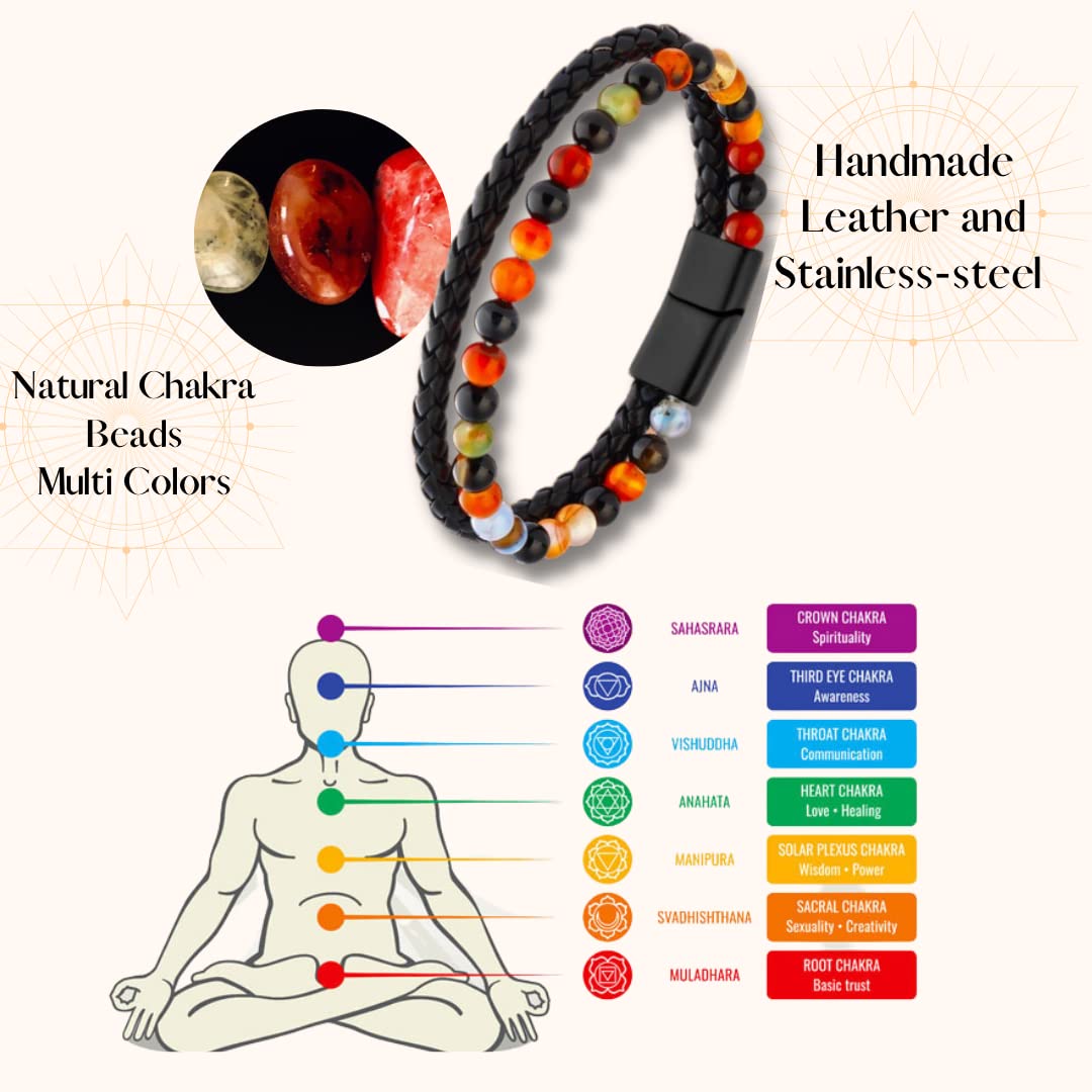 Lava Rock 7 Chakra Bracelet for Women & Men - Healing Stones & Crystal Beaded Yoga Bracelet for Meditation, Energy Balance & Spiritual Wellness