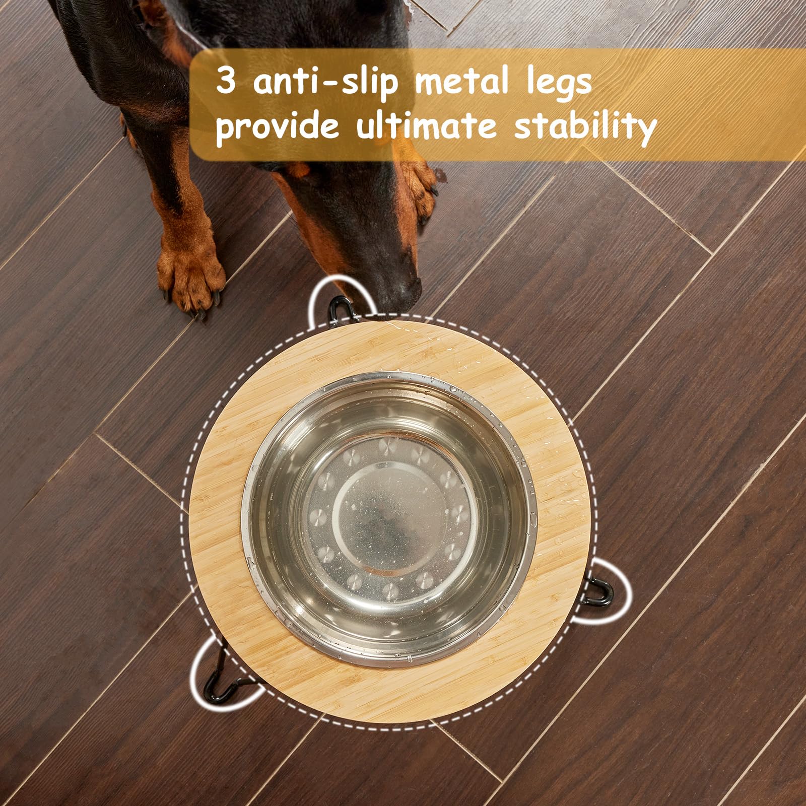 Yangbaga Elevated Dog Bowl Stand for Large Dogs - 16.3 Inch Height with 2L Stainless Steel Bowl (Holds 2.2LBs Food) - Perfect for Joint Health & Comfort During Mealtime