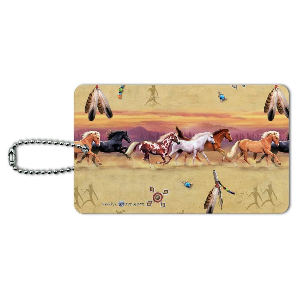 Palamino Horses Running Border Pattern Luggage Tag - Durable Suitcase ID Tag for Travel Bags & Carry-Ons - Perfect for Airports, Vacations & Business Trips
