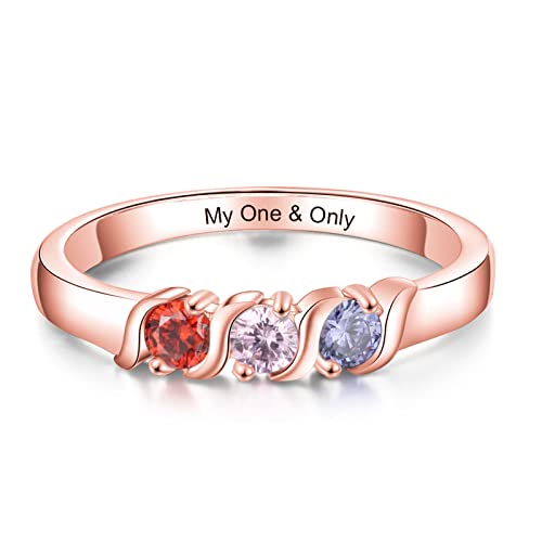 A01 3 Birthstones-Rose Gold