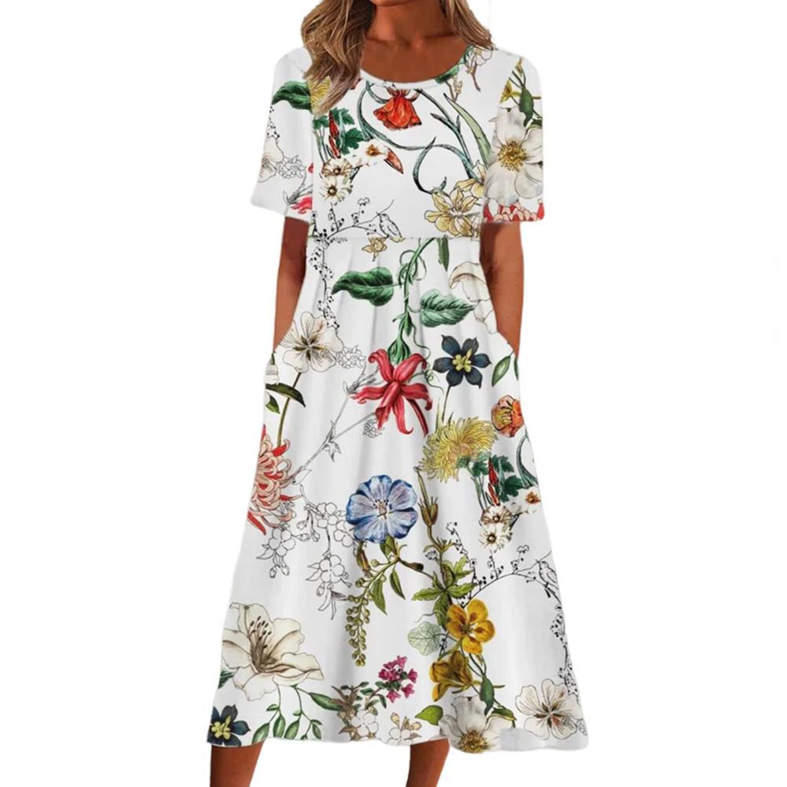 NUOWEN Deuyo Dresses for Women - Elegant Casual Summer Dresses for Mature Ladies (Size L, V) | Perfect for Office Wear, Garden Parties & Summer Vacations