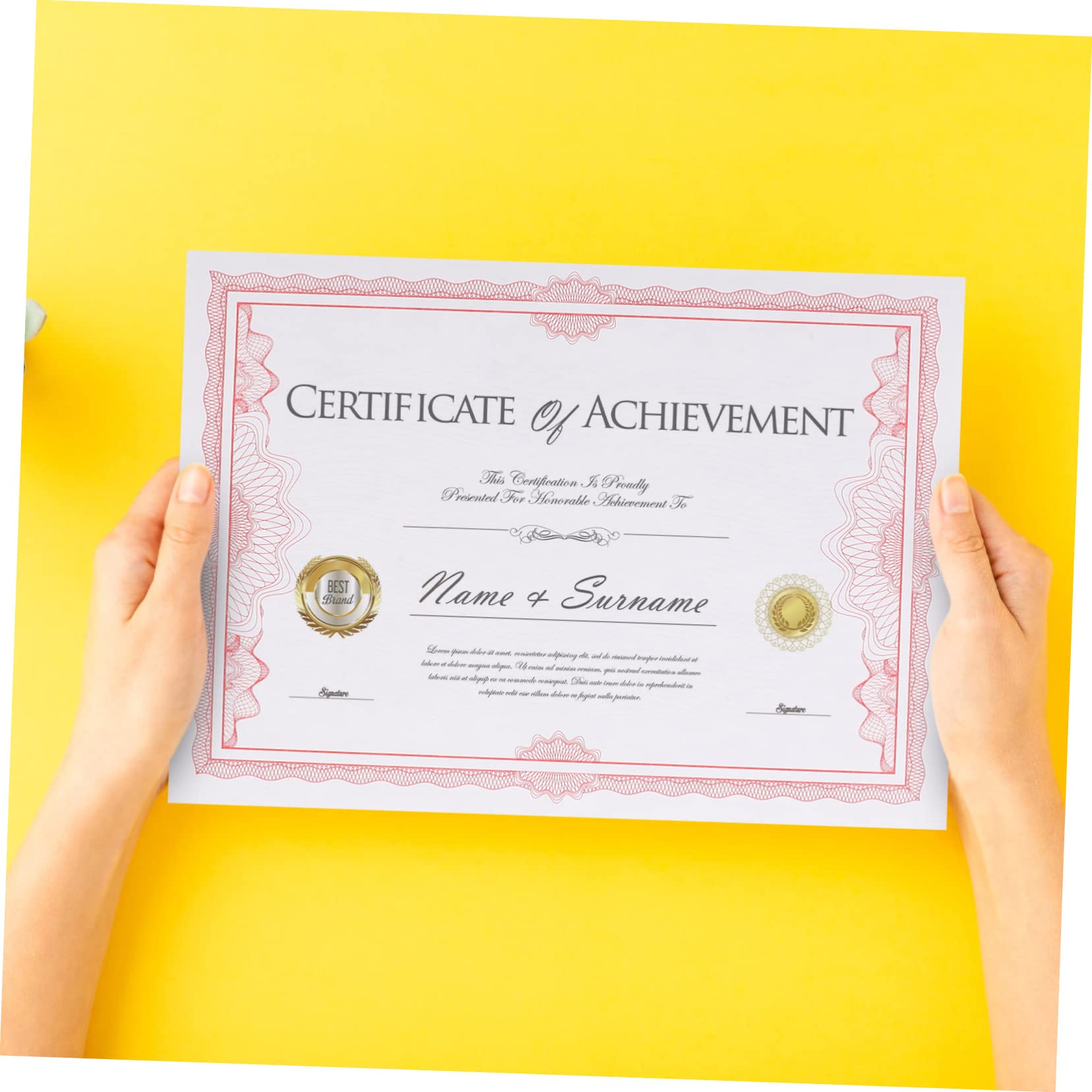 COHEALI 100 Sheets Blank Award Certificate Paper - Premium Red Academic Diploma Paper for Graduation, Recognition & Achievement Ceremonies - Perfect for Schools, Offices & Award Events