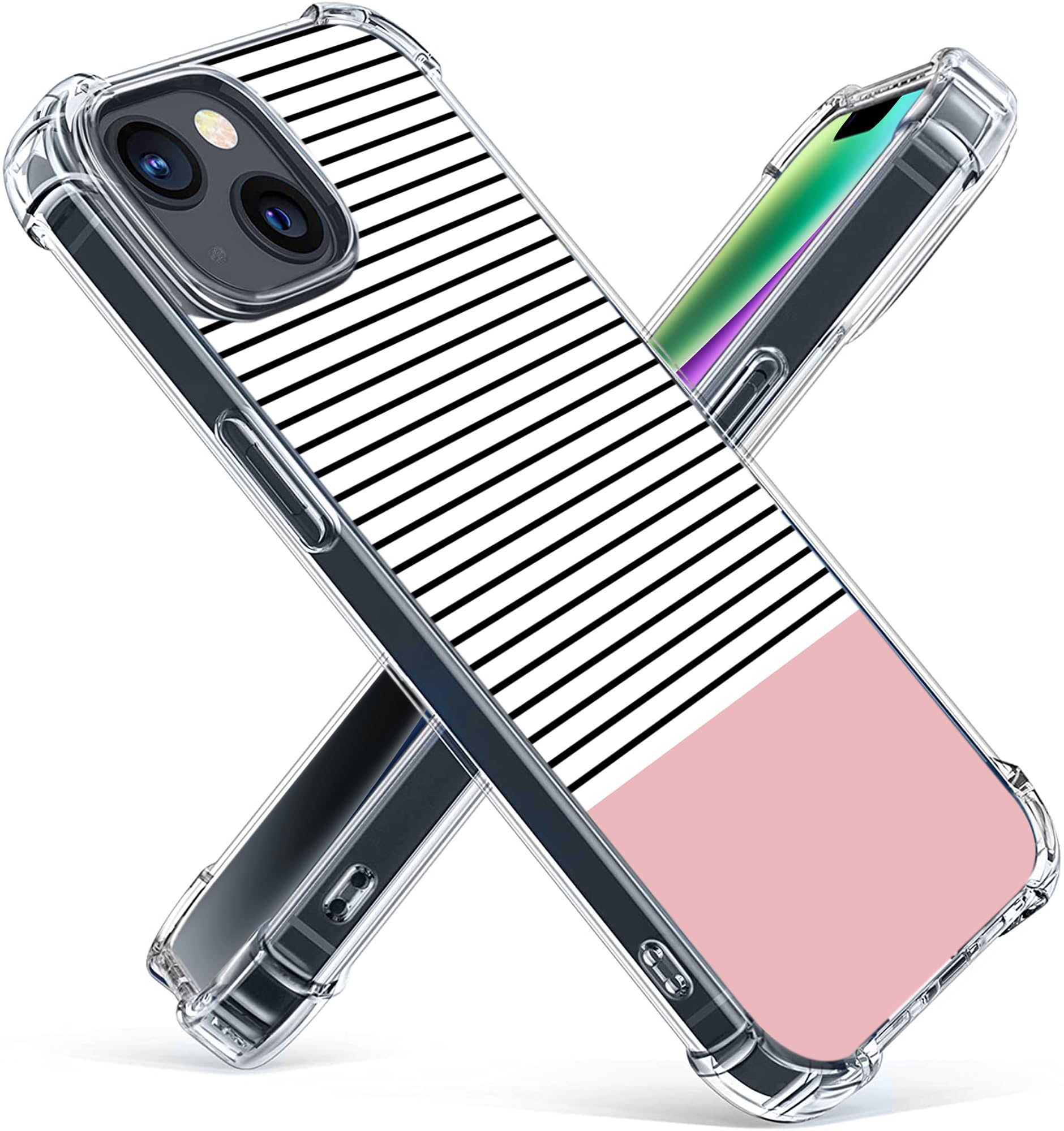Shockproof Clear Slim Hard PC Bumper Case for iPhone 13 & iPhone 14 - Rose Gold | Protective Phone Cover with Soft Edges | Perfect for Everyday Use, Travel & Outdoor Activities