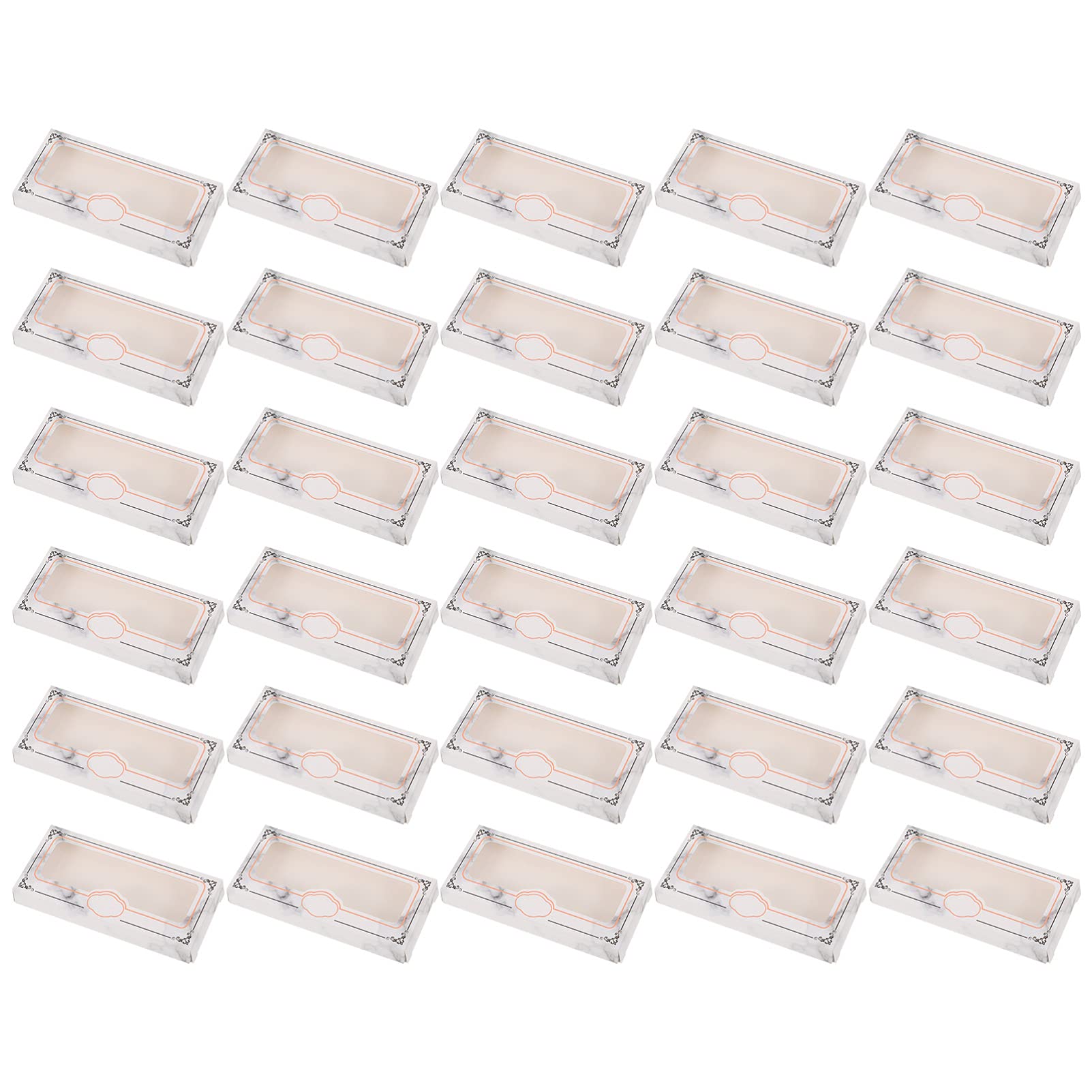 EXCLUZO 60pcs Empty False Eyelash Storage Box - Marble Pattern Paper Cardboard Case with Clear Window | Eyelash Packaging & Holder for Salon, Makeup Artists, and Personal Use