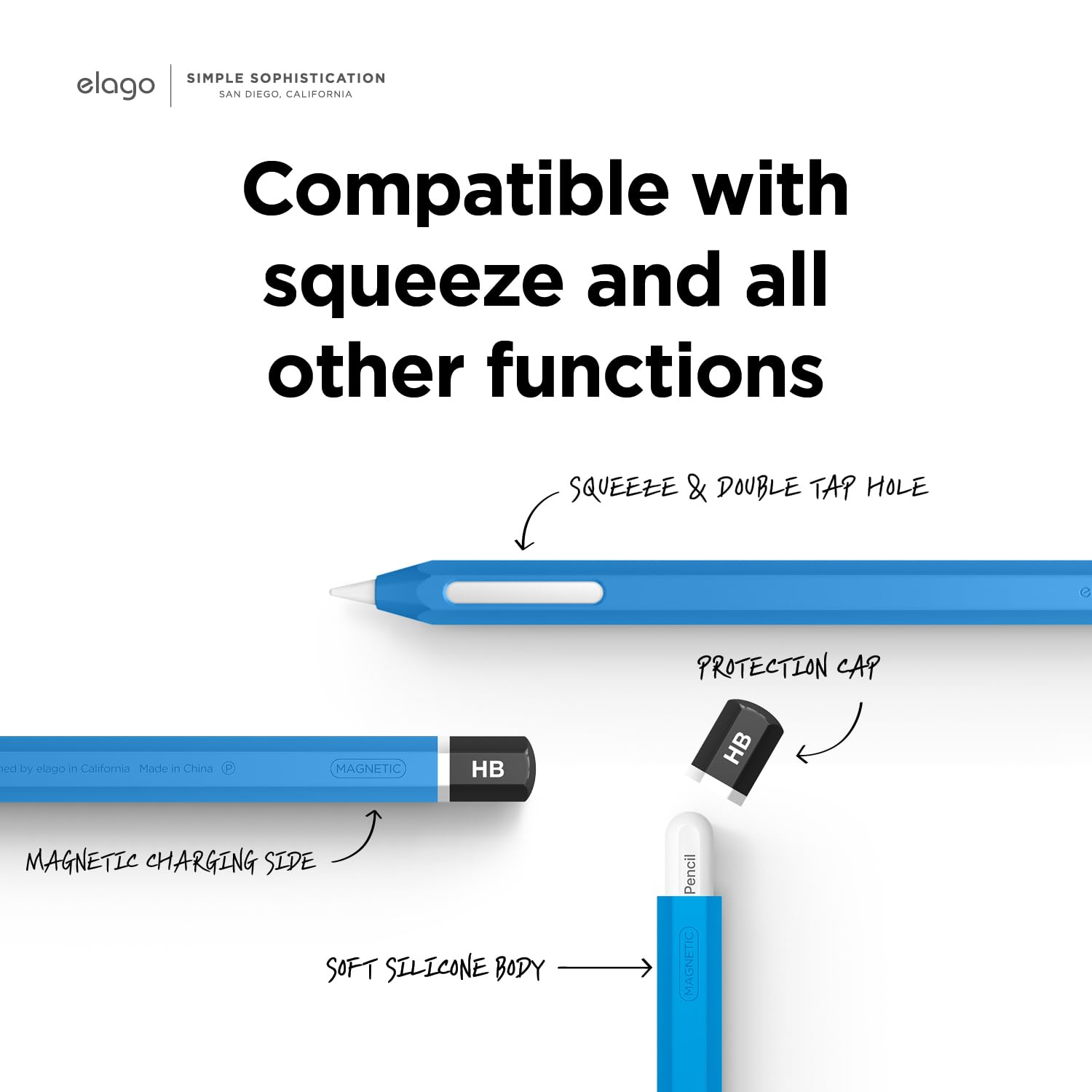 elago Classic Pencil Case for Apple Pencil 2nd Gen | Magnetic Charging Compatible | Dual Tap Function | Premium Protective Cover for iPad Accessories | Perfect for Students, Artists & Professionals