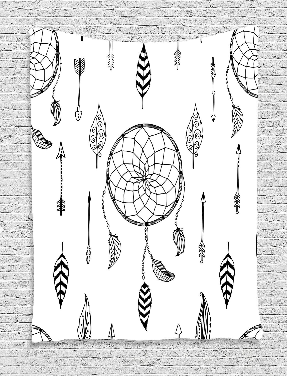 Ambesonne Arrow Tapestry - Vintage Dreamcatcher with Feathers & Arrows Design - Western Style Wall Hanging for Bedroom, Living Room, Dorm Decor - 40