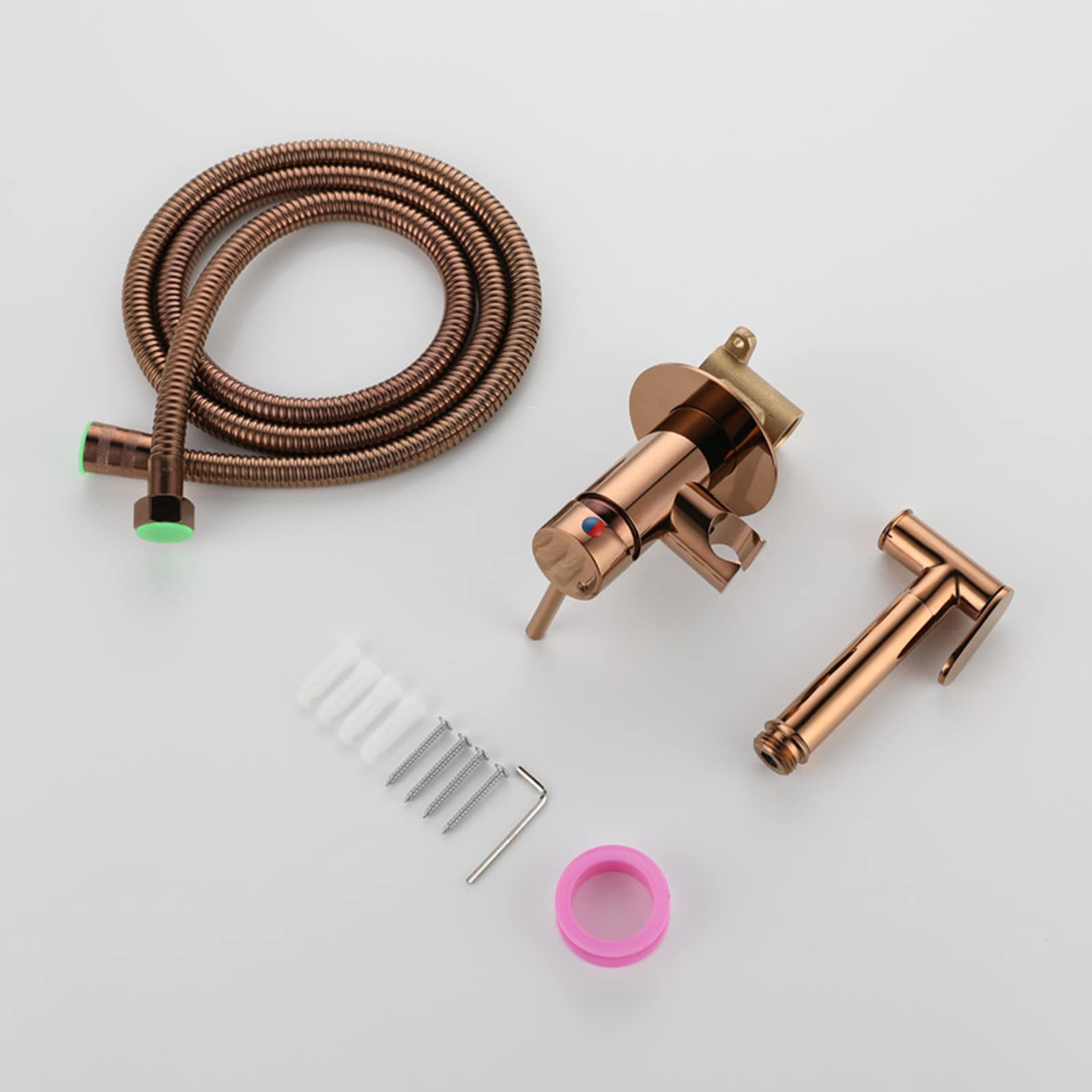 Portable Handheld Bidet Sprayer for Toilet - Single Hole Hot & Cold Water Rustproof Shower Head - Personal Hygiene & Cleaning - Easy Install (Black/Rose Gold) - Perfect for Bathroom, Travel & RVs