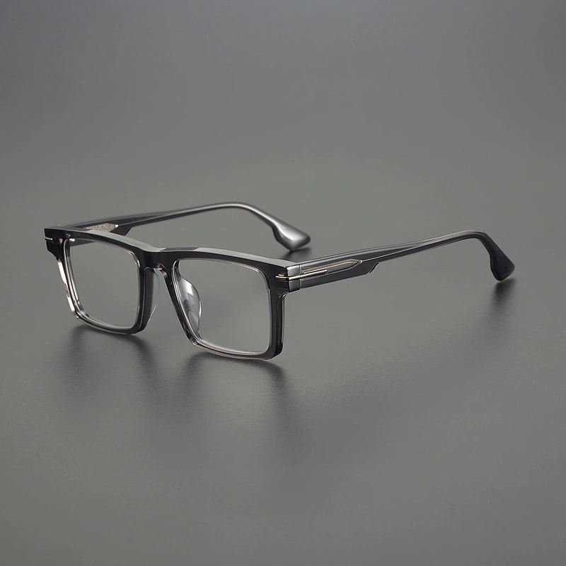 Black Unisex Full Rim Square Acetate Eyeglasses 4529 - Stylish Flat Top Frame for Men & Women - Perfect for Work, Reading, and Fashion Accessories