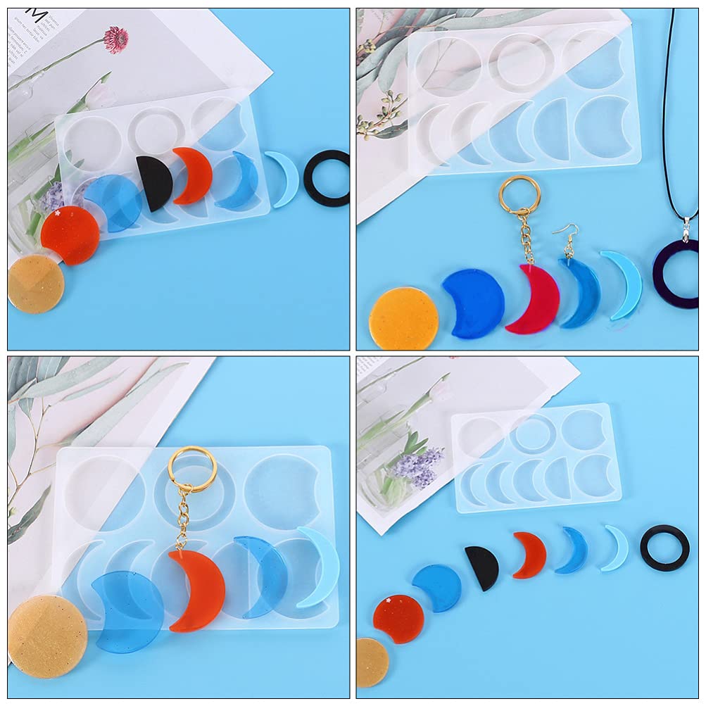Moon Phase Silicone Molds for Resin Casting - 2PC Set (Crescent & Full Moon) - DIY Epoxy Jewelry Making, Keychain Pendants, Craft Art Supplies - Perfect for Home Decor, Gift Making & Boho Style Accessories